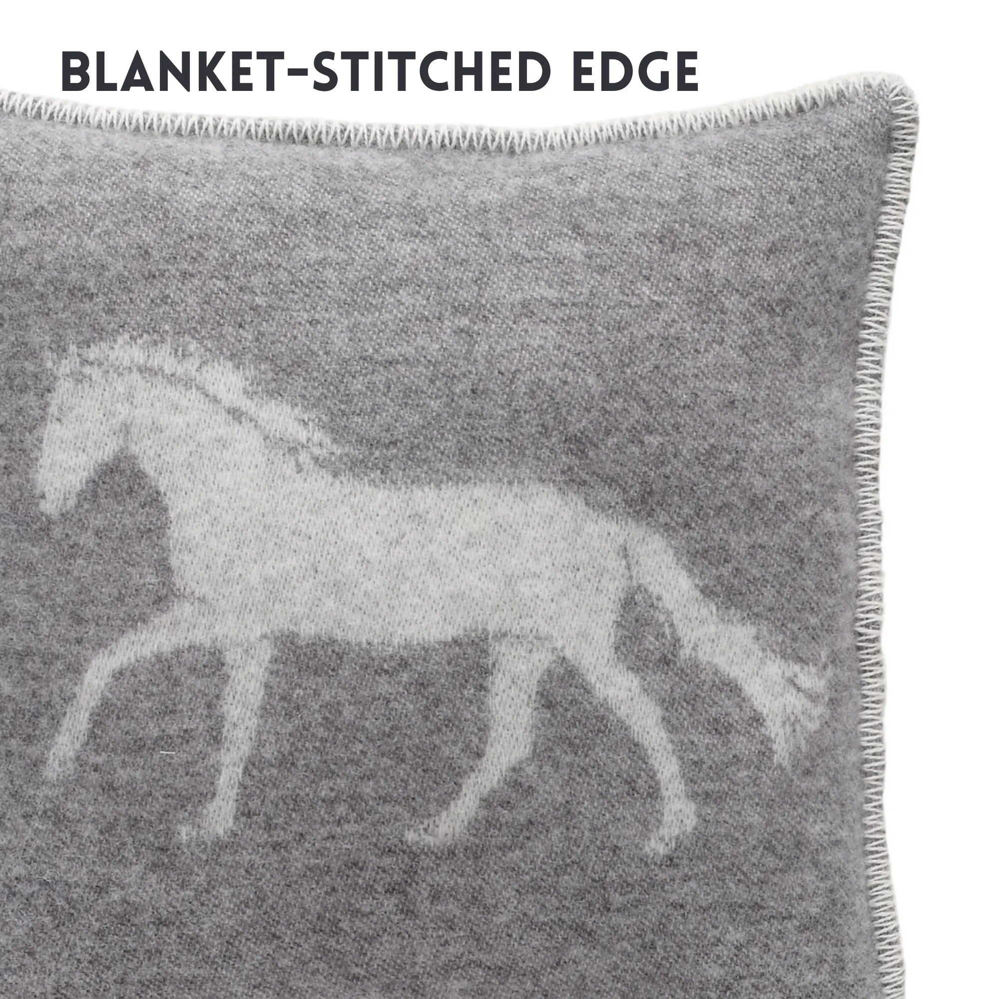 Horse Soft Grey Pure Wool Cushion Covers JJ Textile