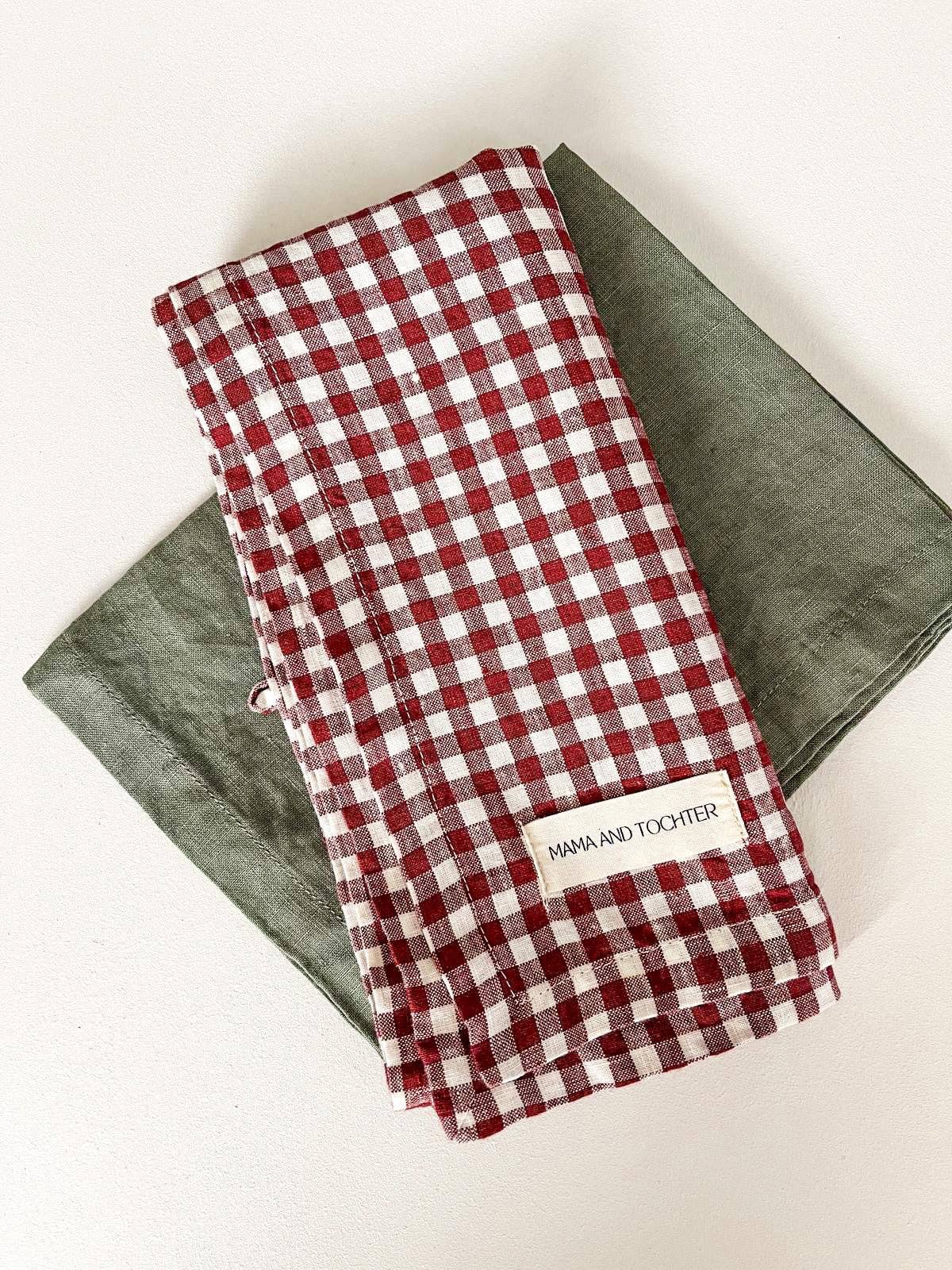 Pure French Linen Tea Towel - Mulberry Gingham Mama and Tochter