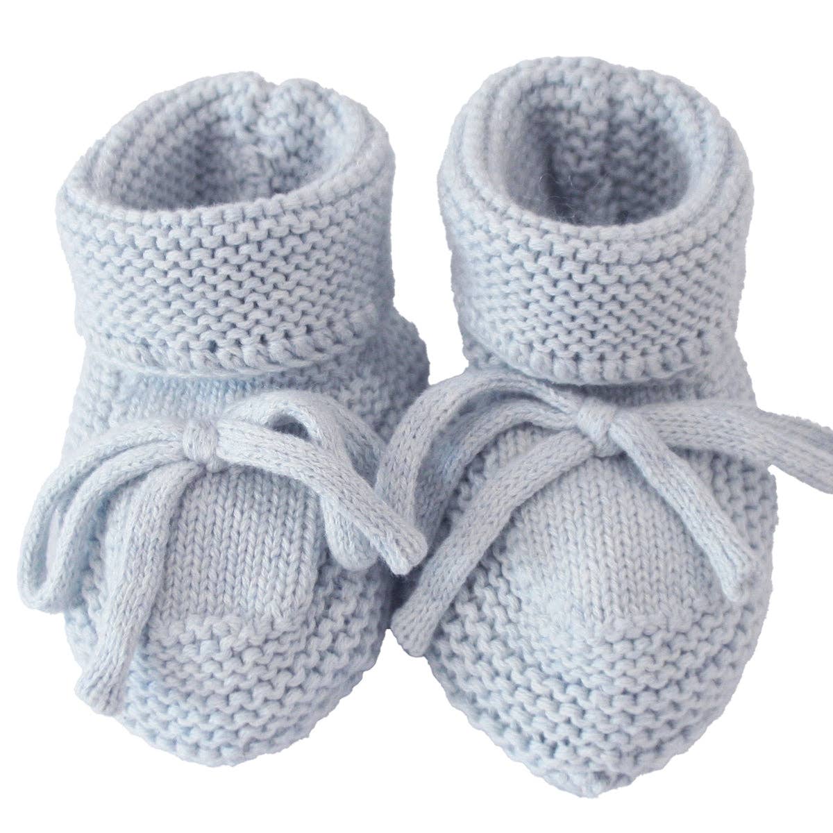 Knit Baby Booties – Blue (0–6 Months)