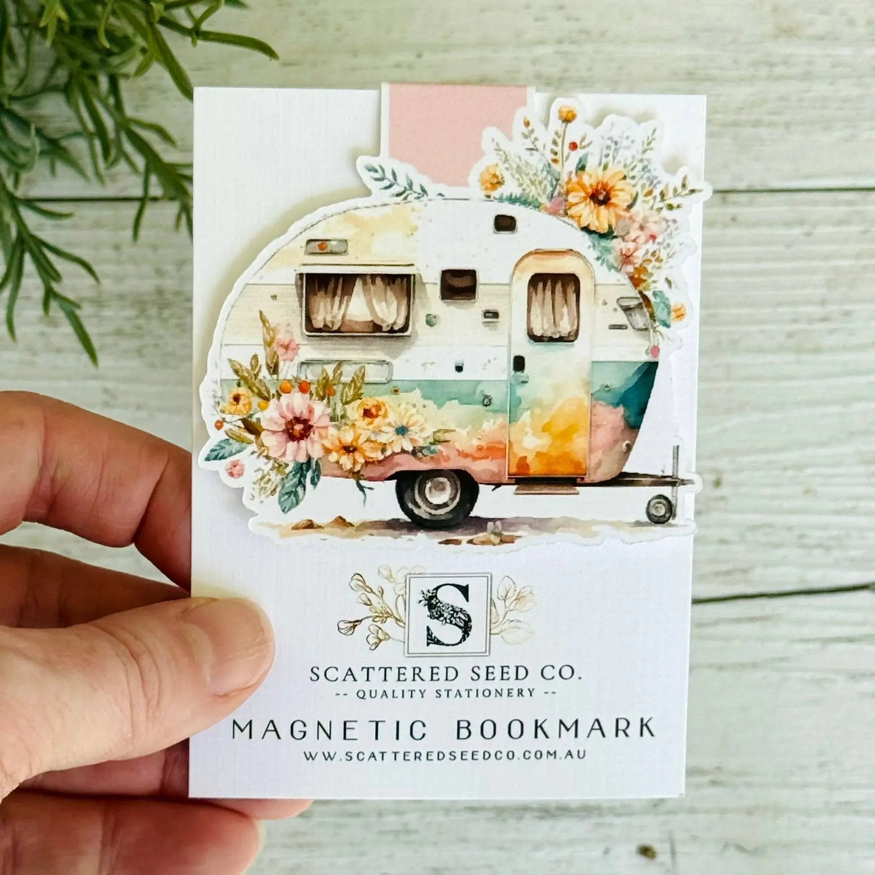 Floral Vintage Caravan Magnetic Bookmark Scattered Seed Co