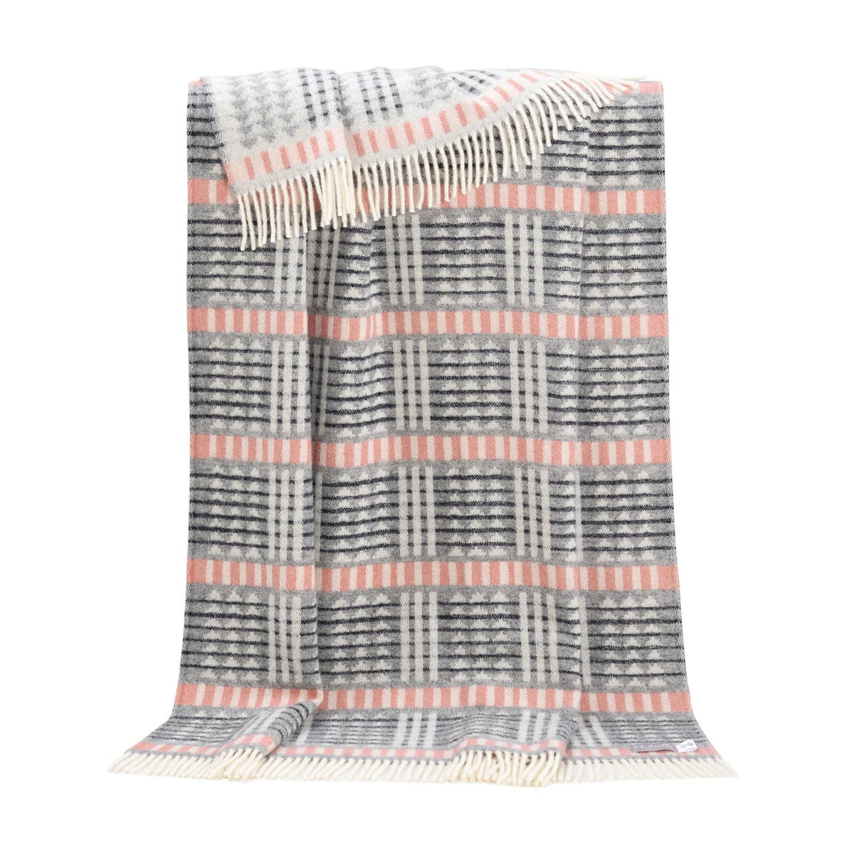 Mika Soft Black and Pink Stripe Pure Wool Throw – 130 x 190 cm