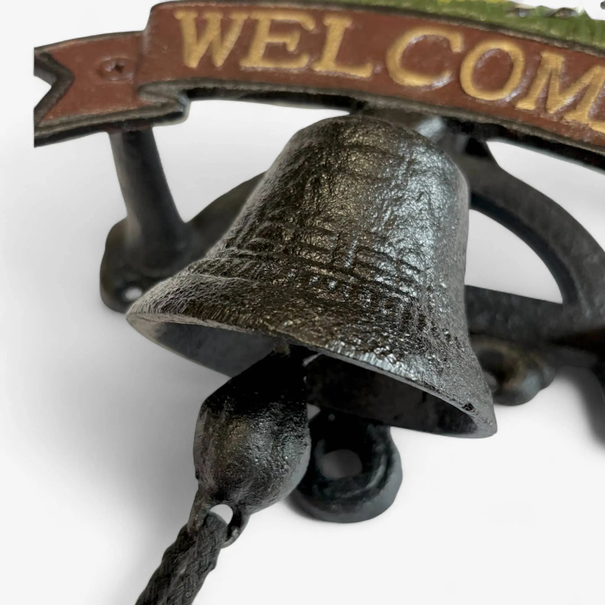 Rustic Cast Iron Cow Welcome Bell Sign – Farmhouse Door Decor Iron & Blossom
