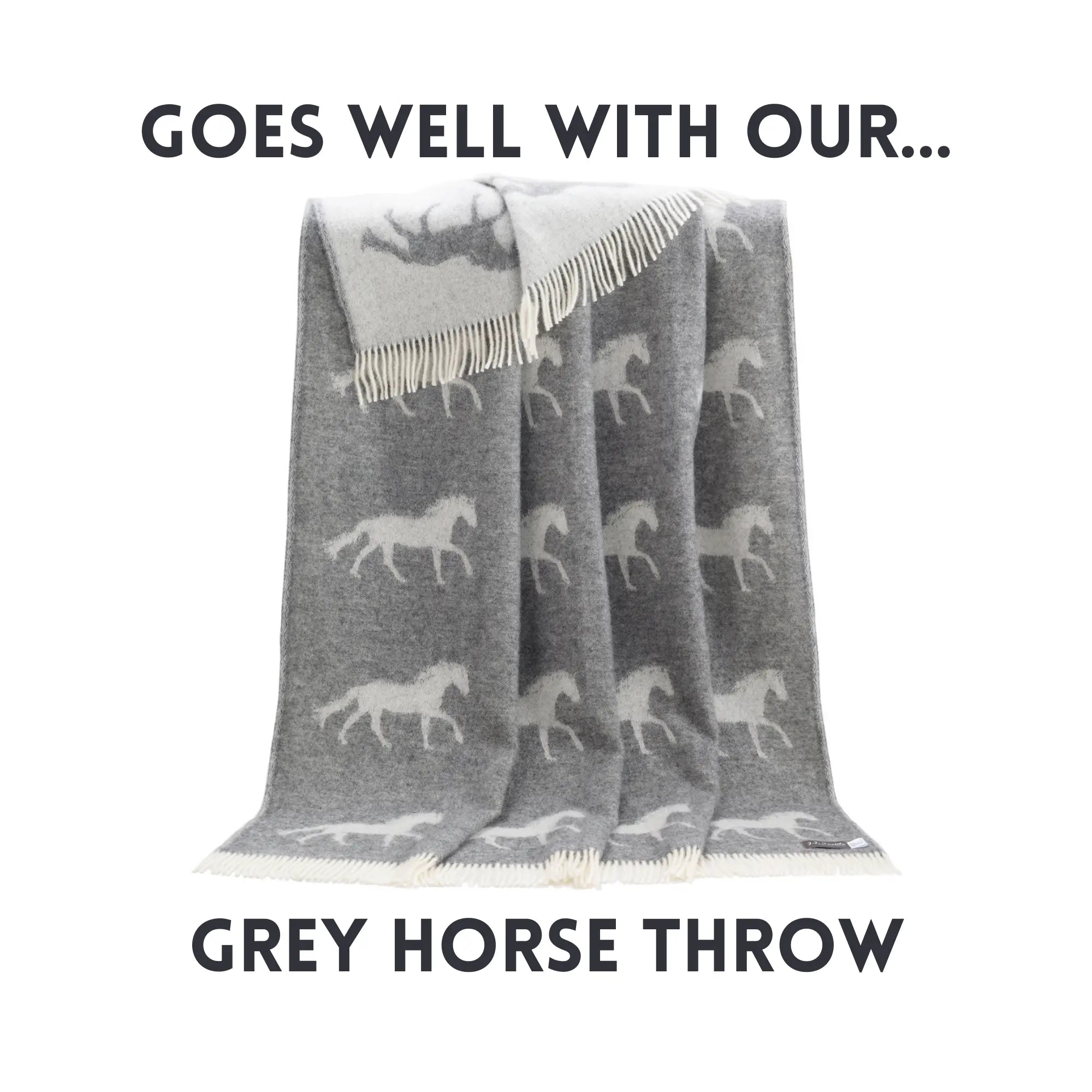 Horse Soft Grey Pure Wool Cushion Covers JJ Textile