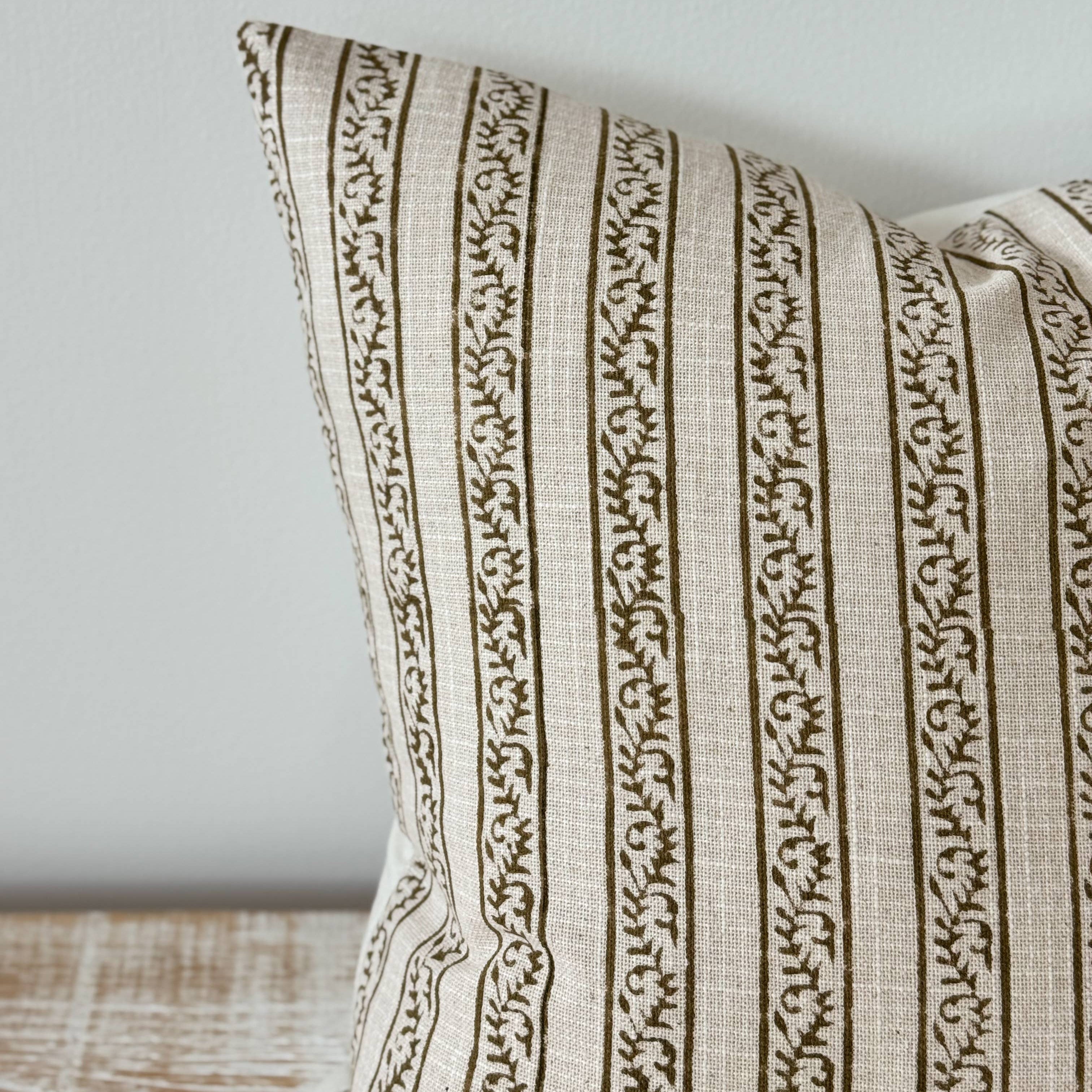 Ivy Olive Stripe Cushion Cover – 45 × 45 cm