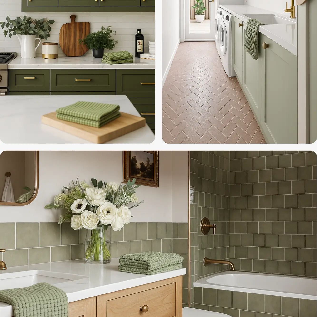 100% Organic Cotton Rustic Waffle Tea/Hand Towel - Lt Olive Mama and Tochter