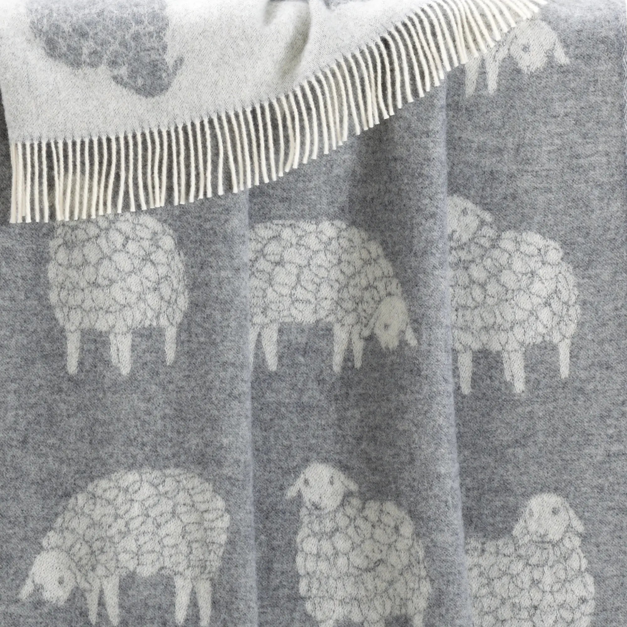 Sheep Mima Soft Grey Pure Wool Throw JJ Textile