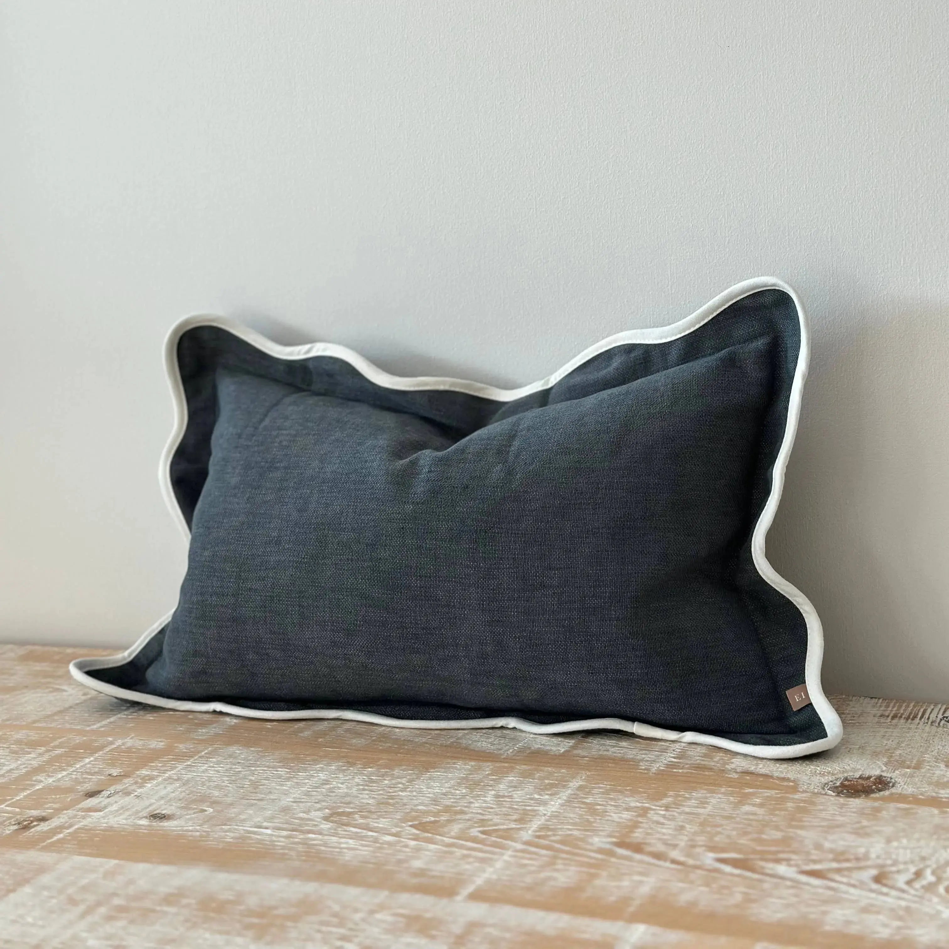 Chloe Navy Scalloped Edge Cushion Cover - 50x30cm Ellenvale Trade