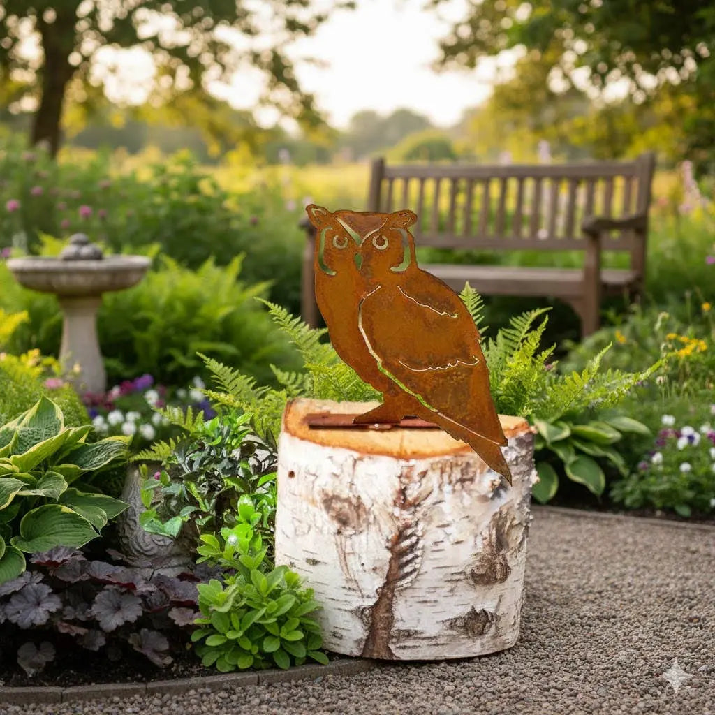 Owl Rustic Metal Garden Stake – Laser Cut Garden Ornament