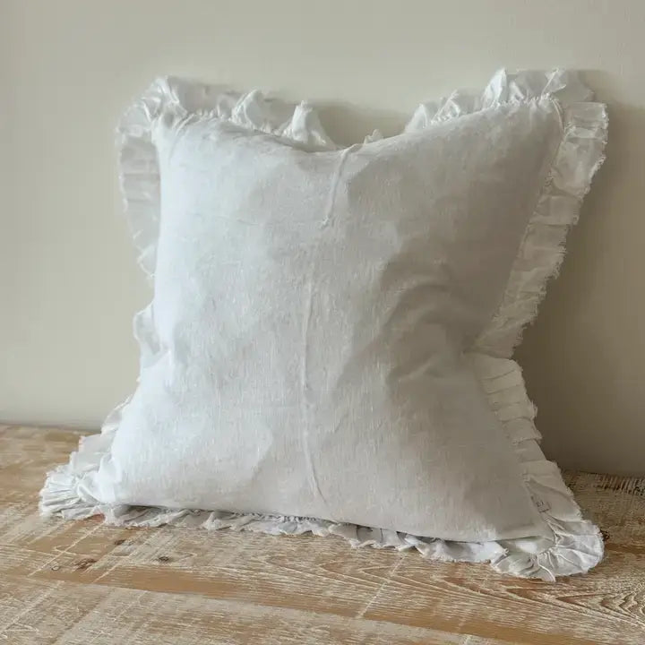 Hallie White Ruffle Edge Cushion Cover – 45 × 45 cm
