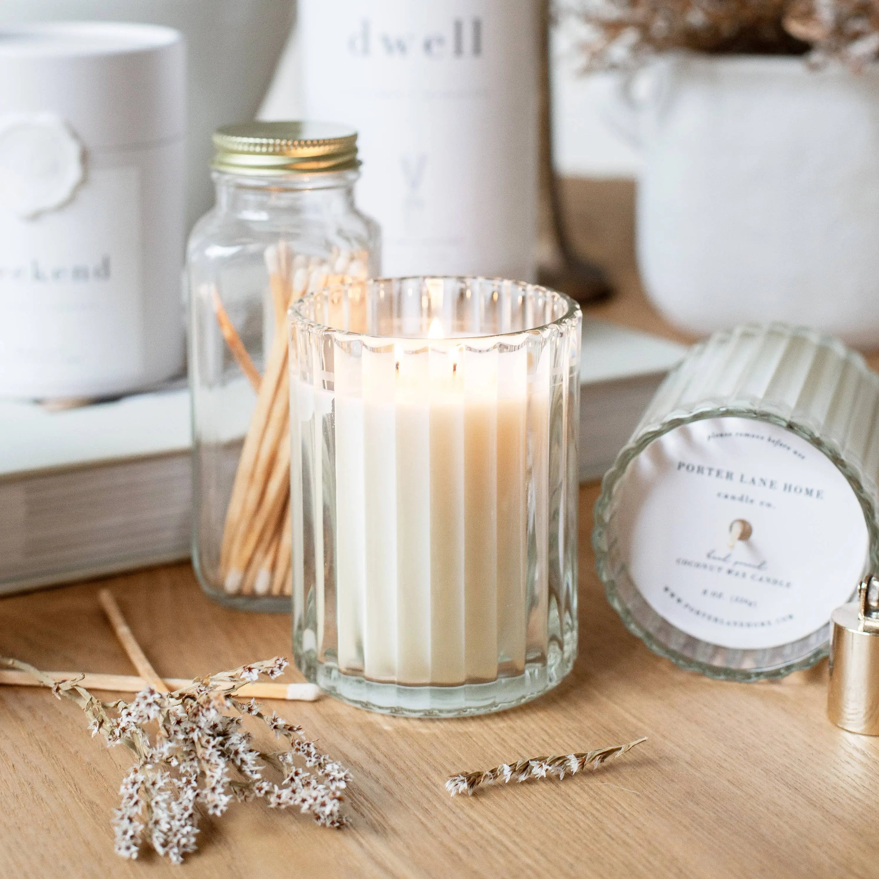 Amour | Amber + Rose Fluted Coconut Wax Candle Porter Lane Home