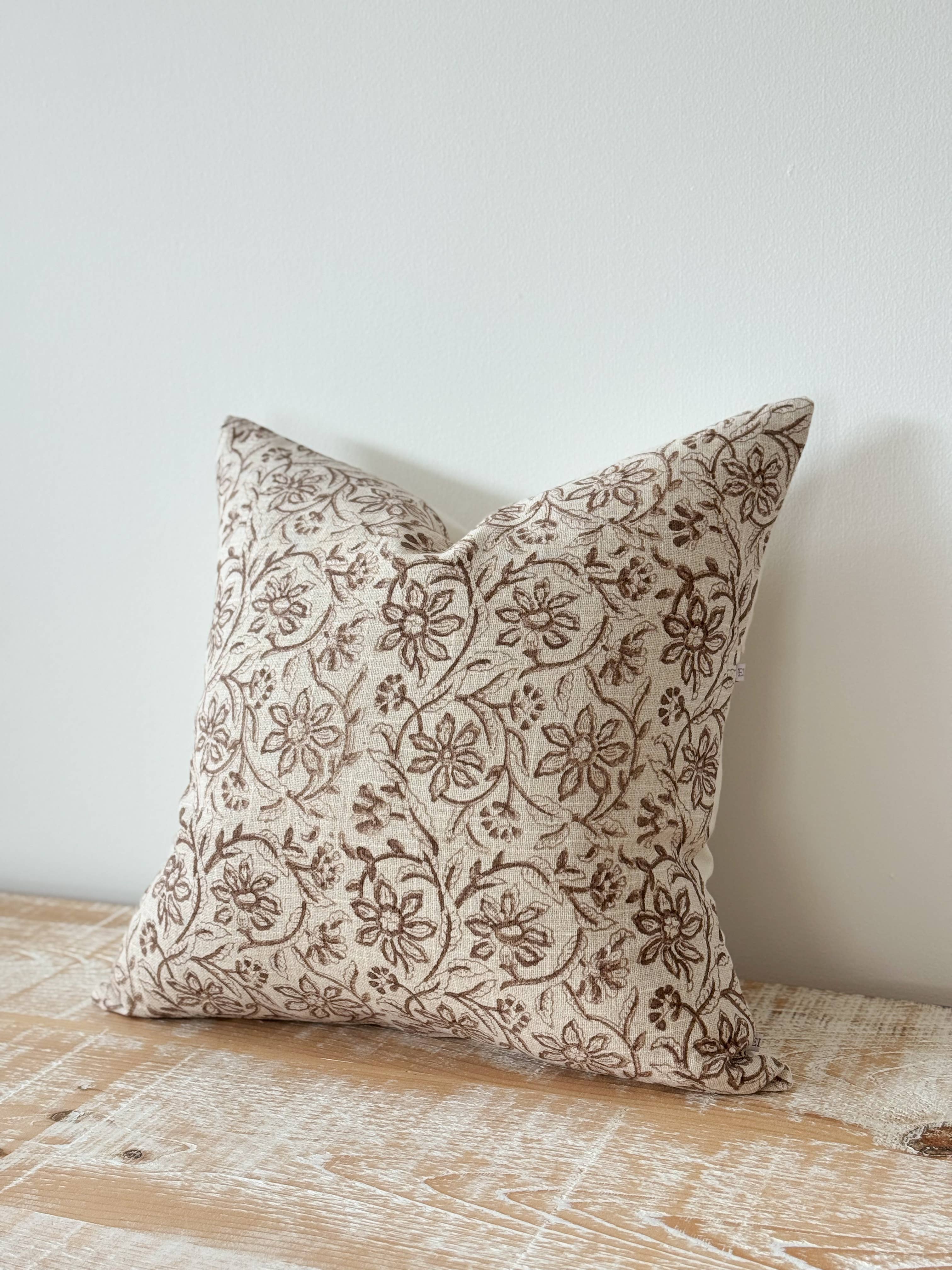 Ivy Brown Print Cushion Cover 100% Cotton – 45 × 45 cm Ellenvale Trade