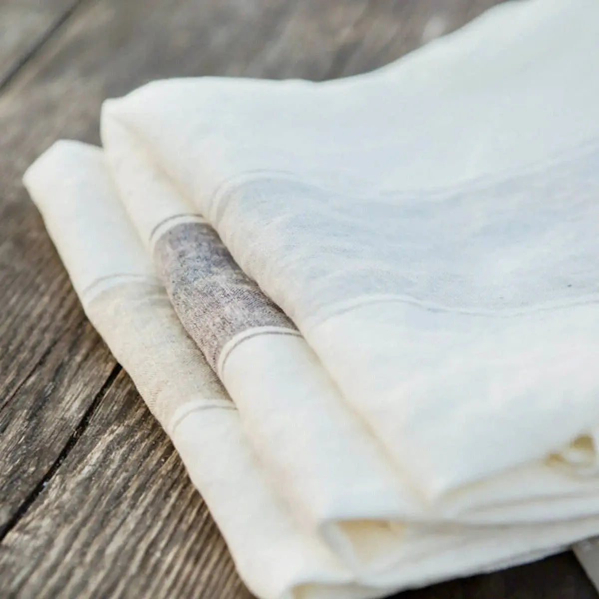 'Ajaccio' 27x27" linen tea towels: Grey Rune-Jakobsen Design