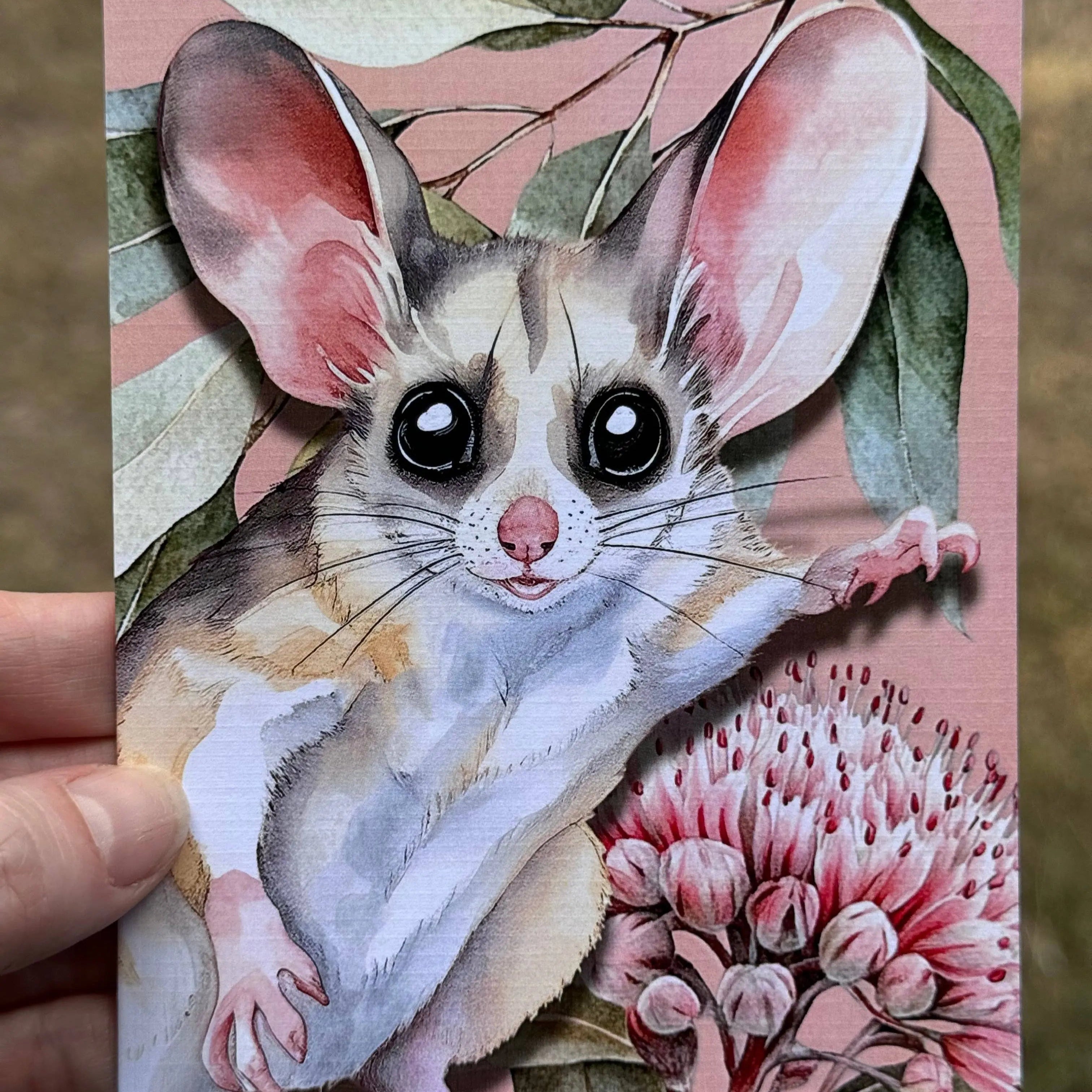 Australian Glider Native Florals greeting card Scattered Seed Co