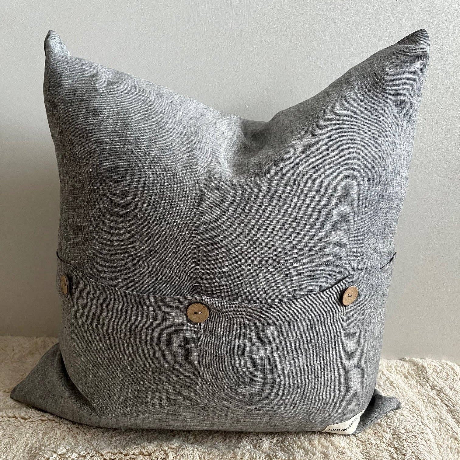 Pure French Linen Cushion Cover - Grey Denim 50 x 50cm Mama and Tochter