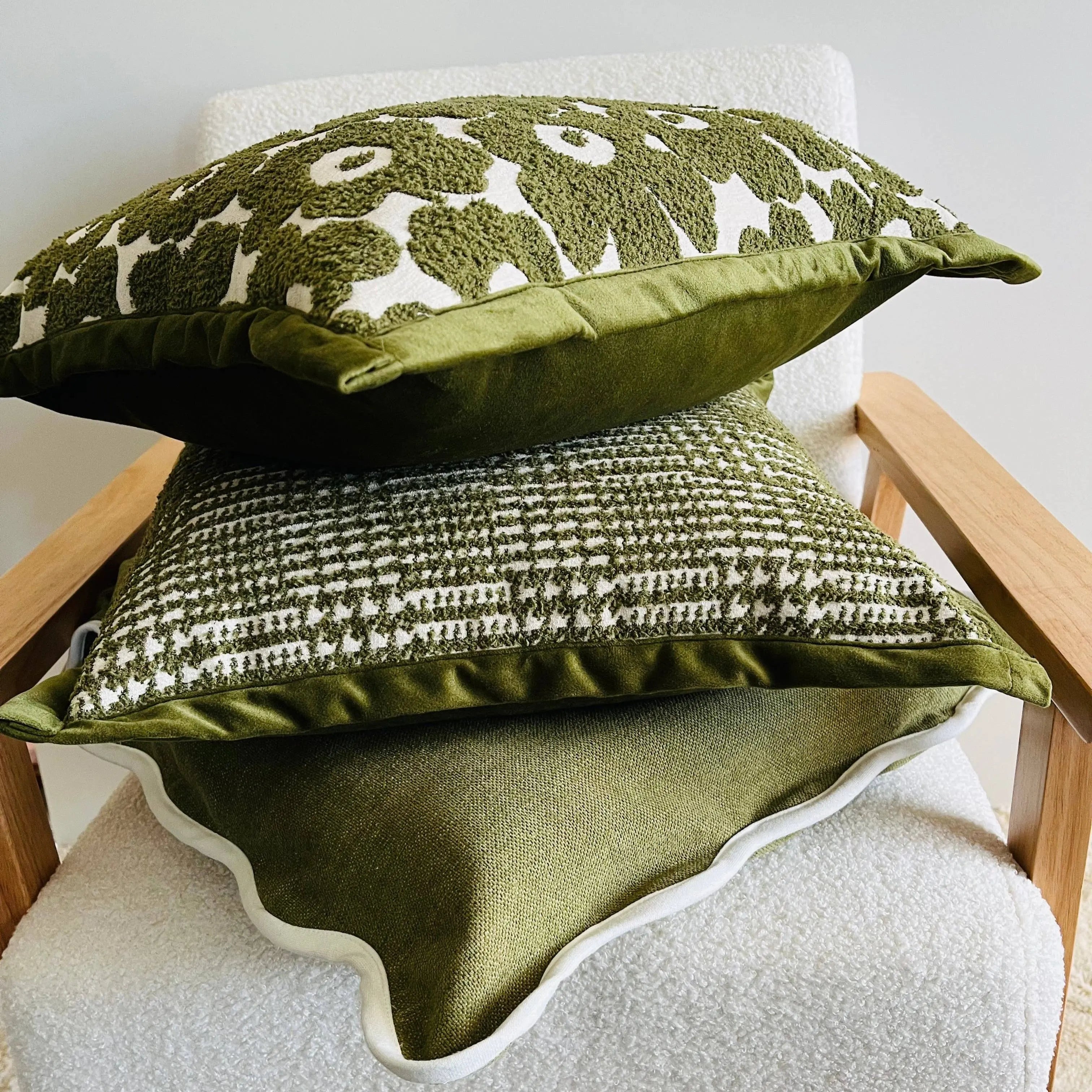 Velvet Houndstooth Cushion Cover - Green Mama and Tochter