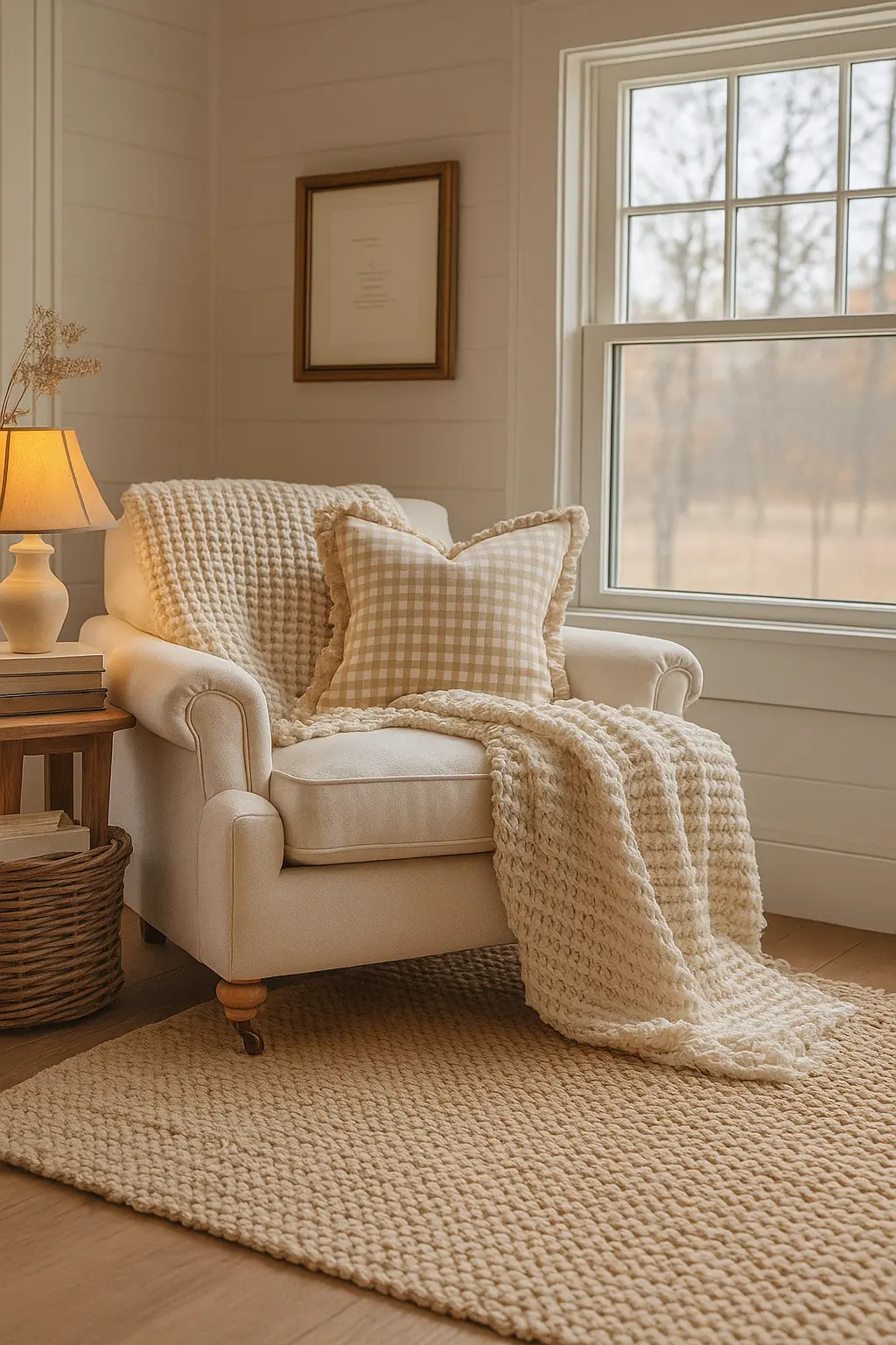Pure French Linen Frayed Edge Ruffle Cushion Cover - Beige Gingham - 45x45 Mama and Tochter