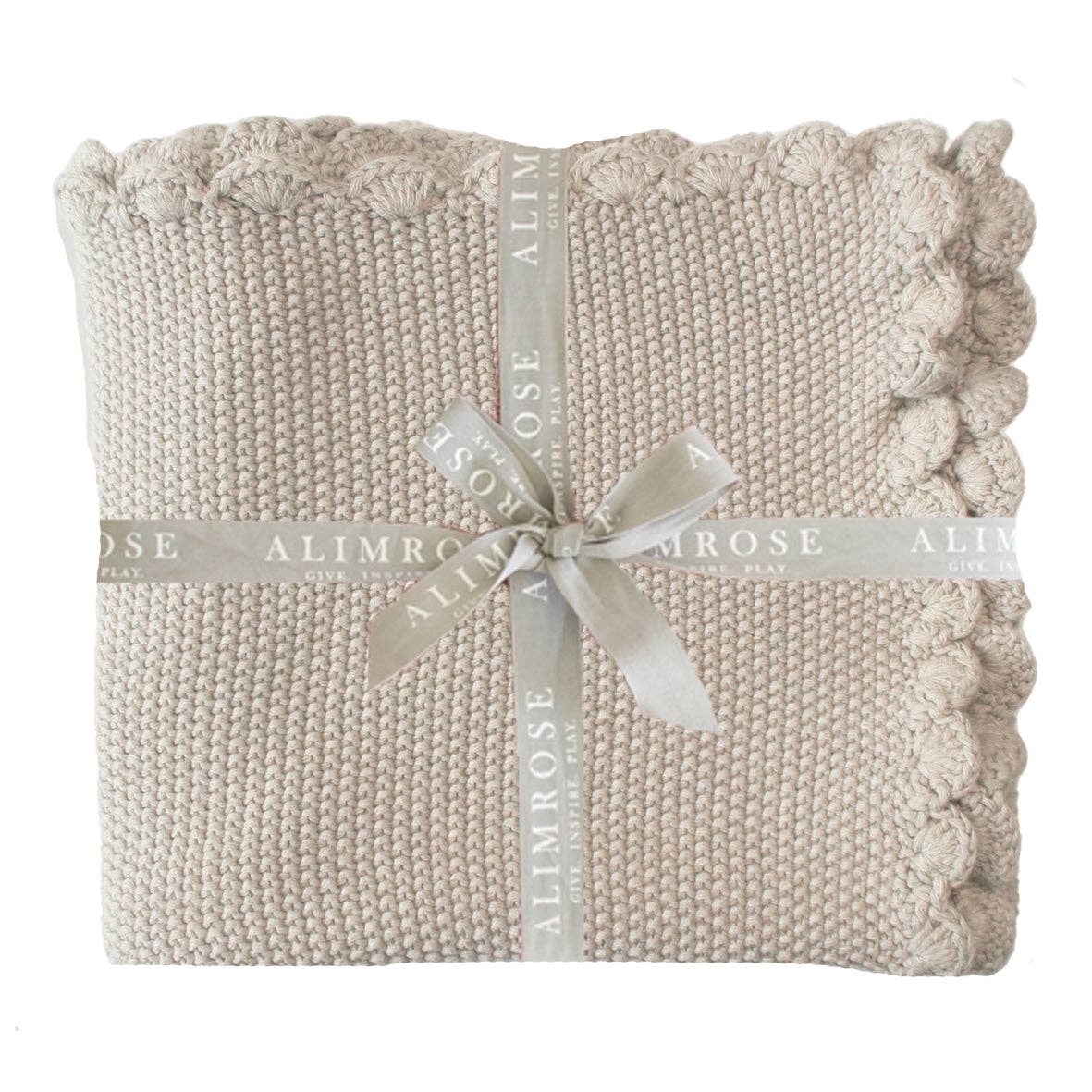 Mini Moss Stitch Baby Blanket – Latte (100 × 80 cm)