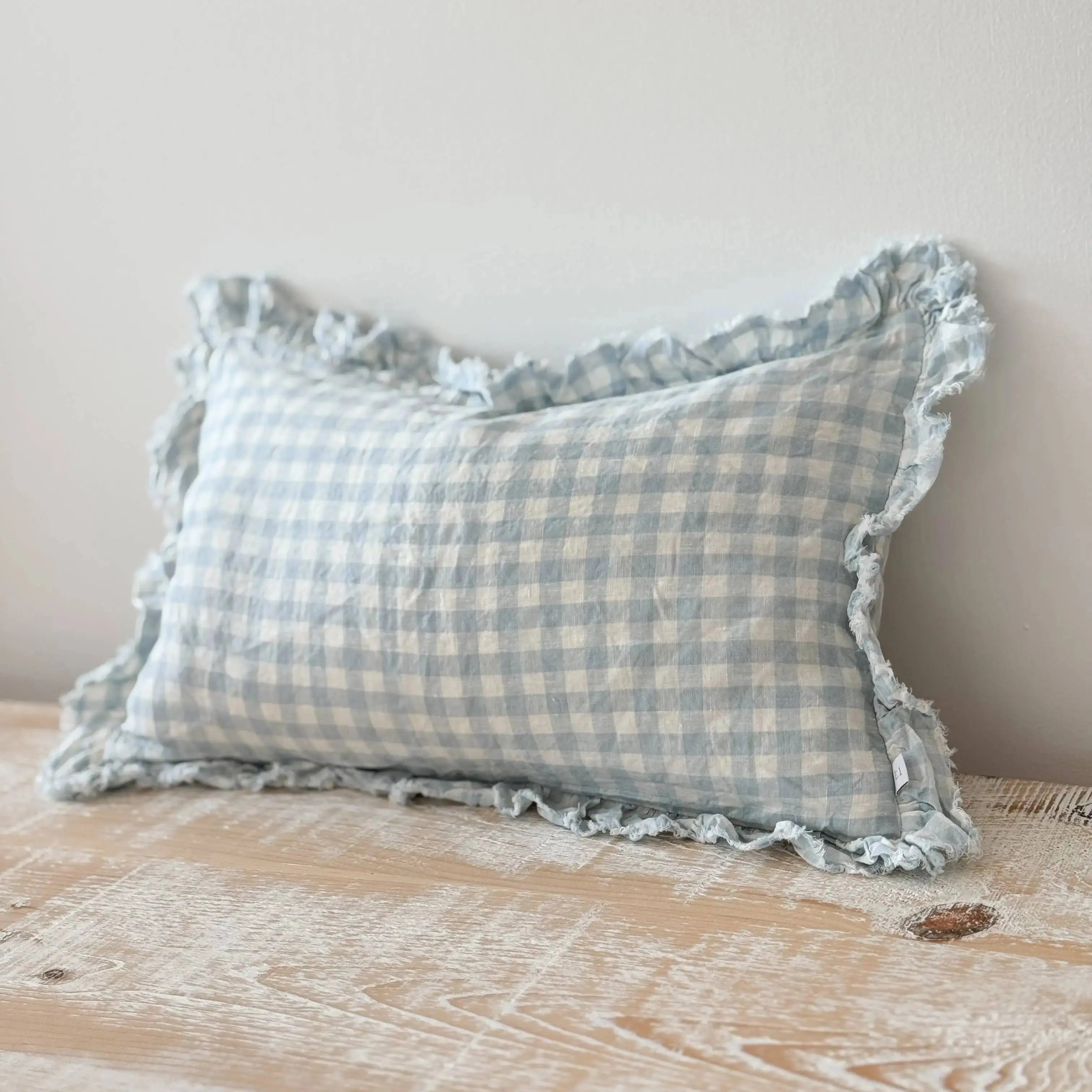 Hallie Light Blue Gingham Cushion Cover, 50x30: 45 x 45 cm Ellenvale Trade