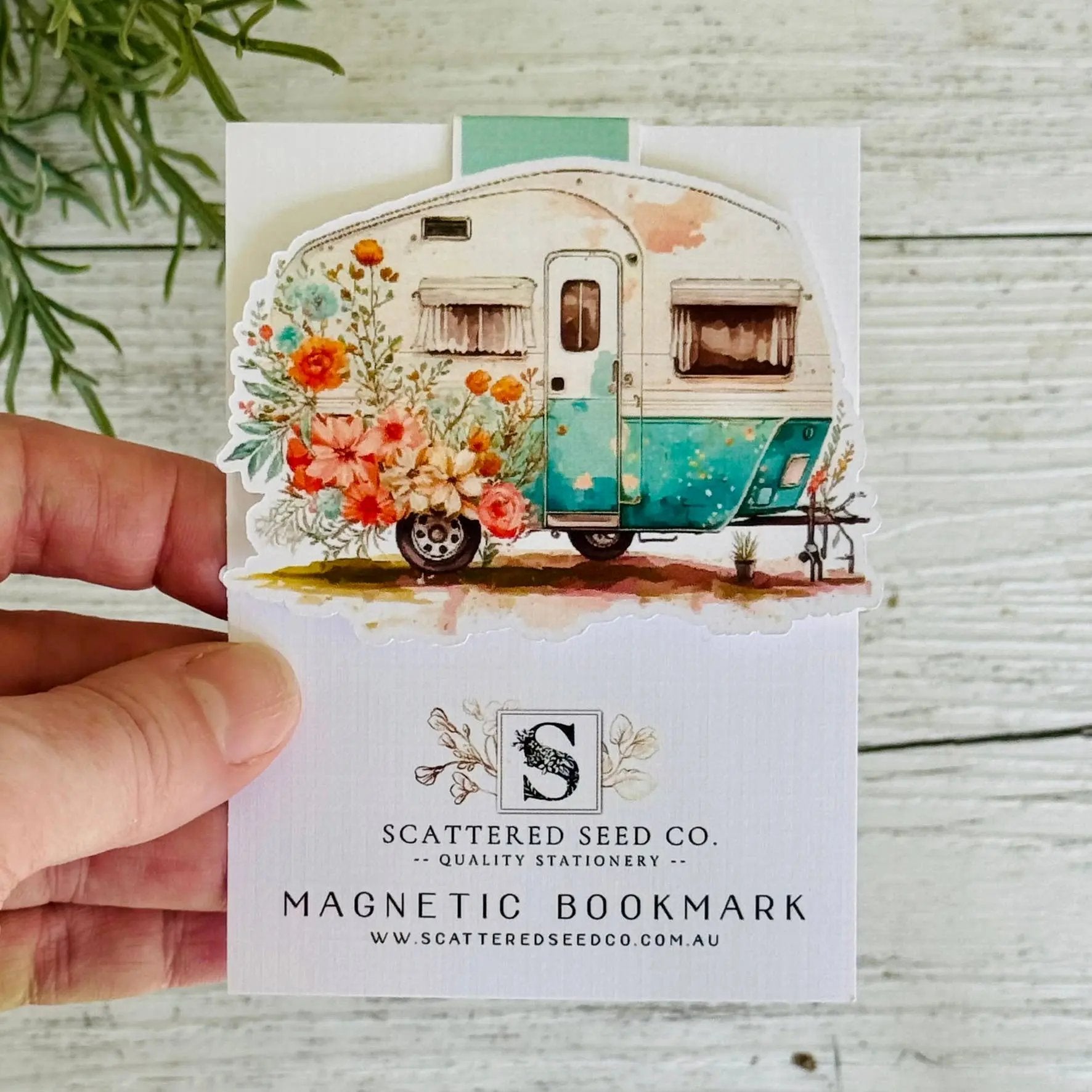 Floral Vintage Caravan Magnetic Bookmark Scattered Seed Co