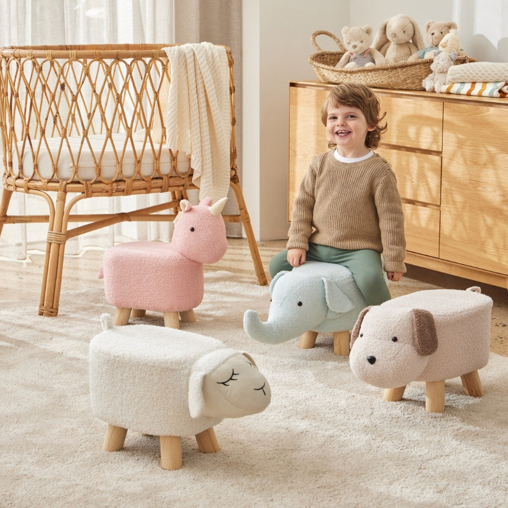 Lamb Boucle Kids Stool
