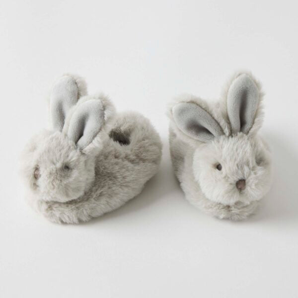 Bunny Loves You Grey Baby Booties