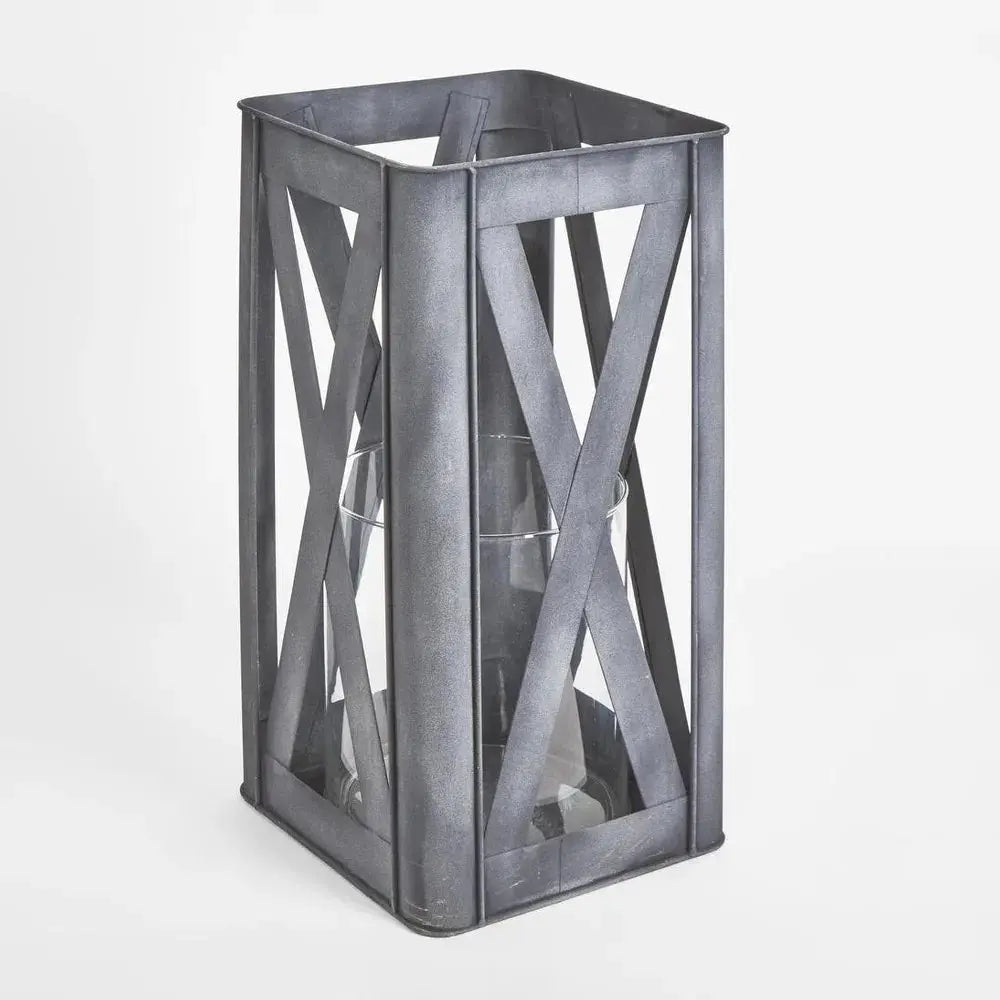 Black Iron & Glass Lanterns - Set Of Two Florabelle