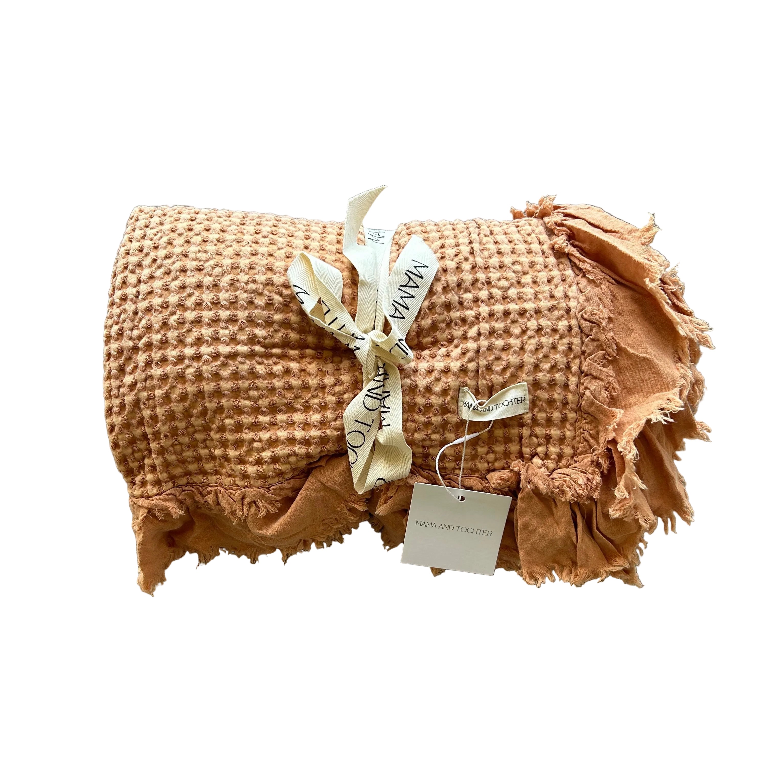 Organic Cotton Rustic Waffle Throw Blanket – Rust 150 × 200cm