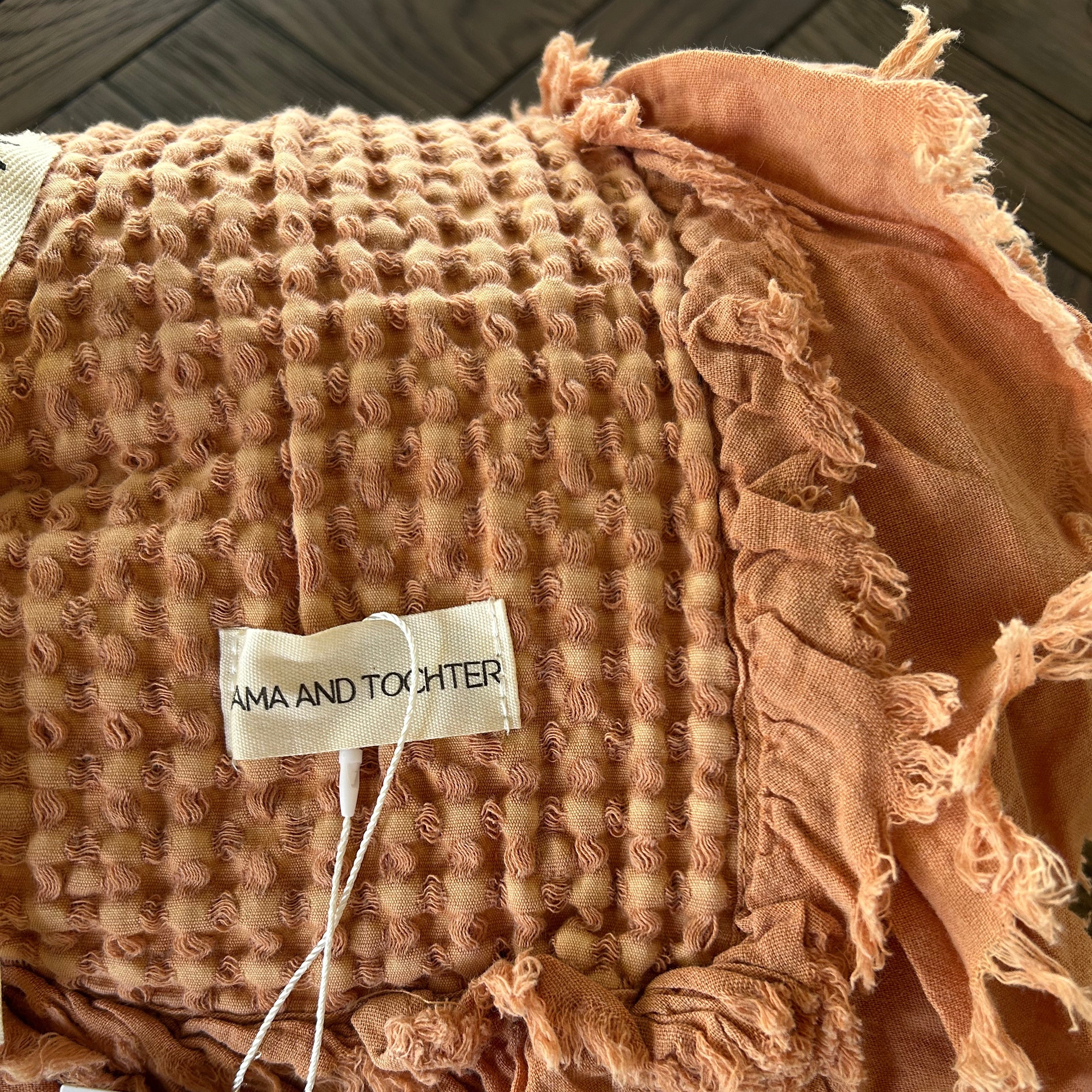 Organic Cotton Rustic Waffle Throw Blanket – Rust 150 × 200cm