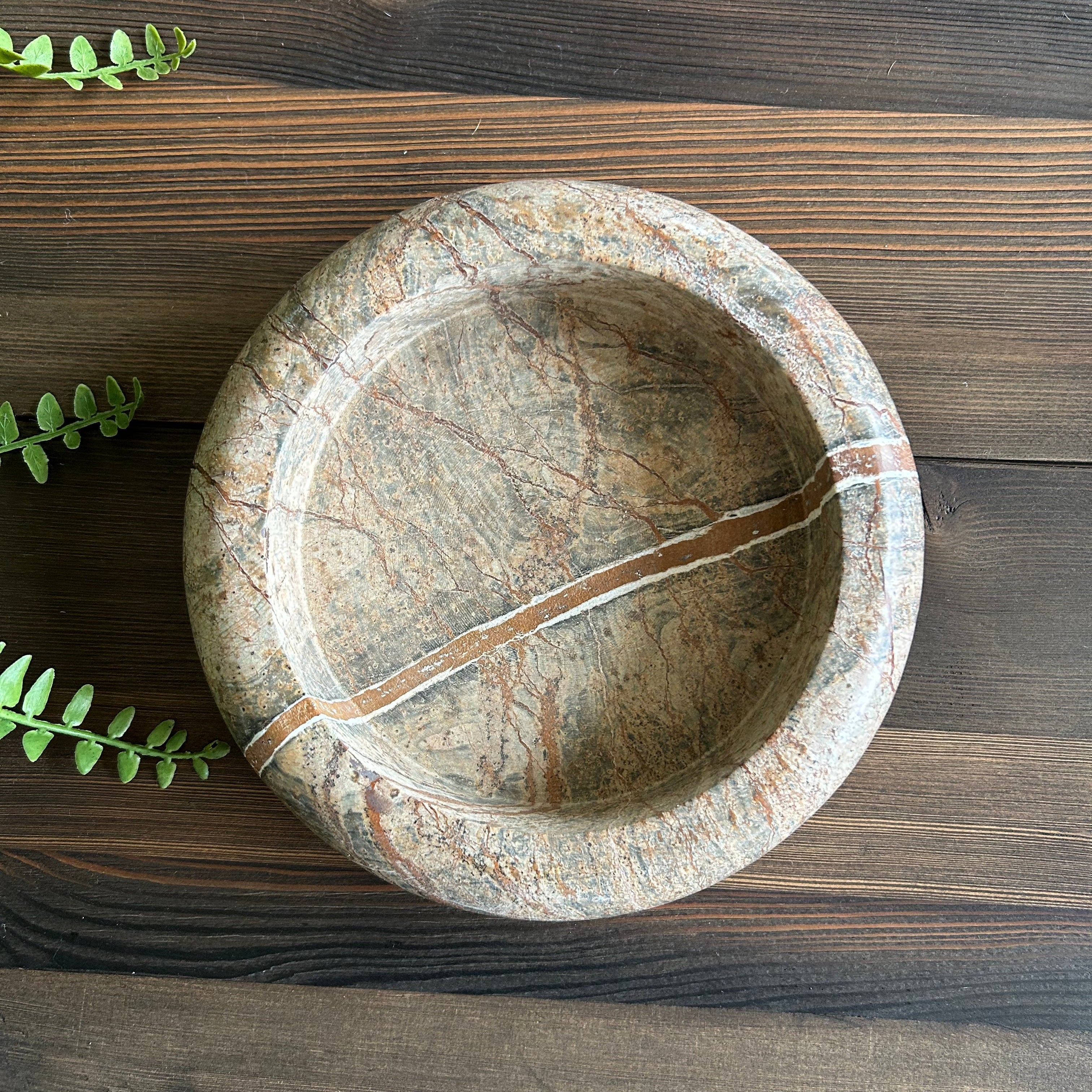 Omnia Brown Marble Shallow Bowl Pilbeam Living