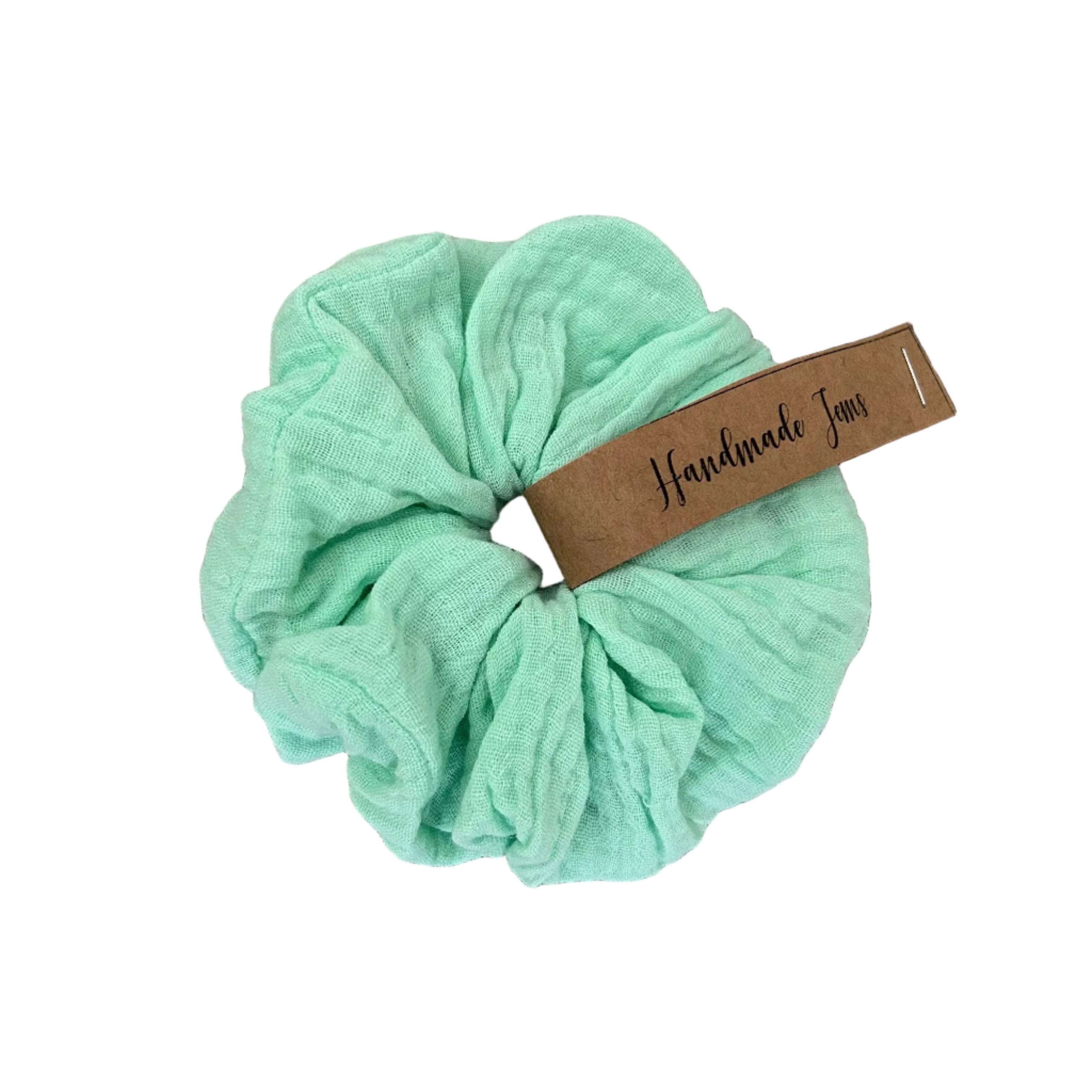 Pastel Green Floral Scrunchie Handmade Jems