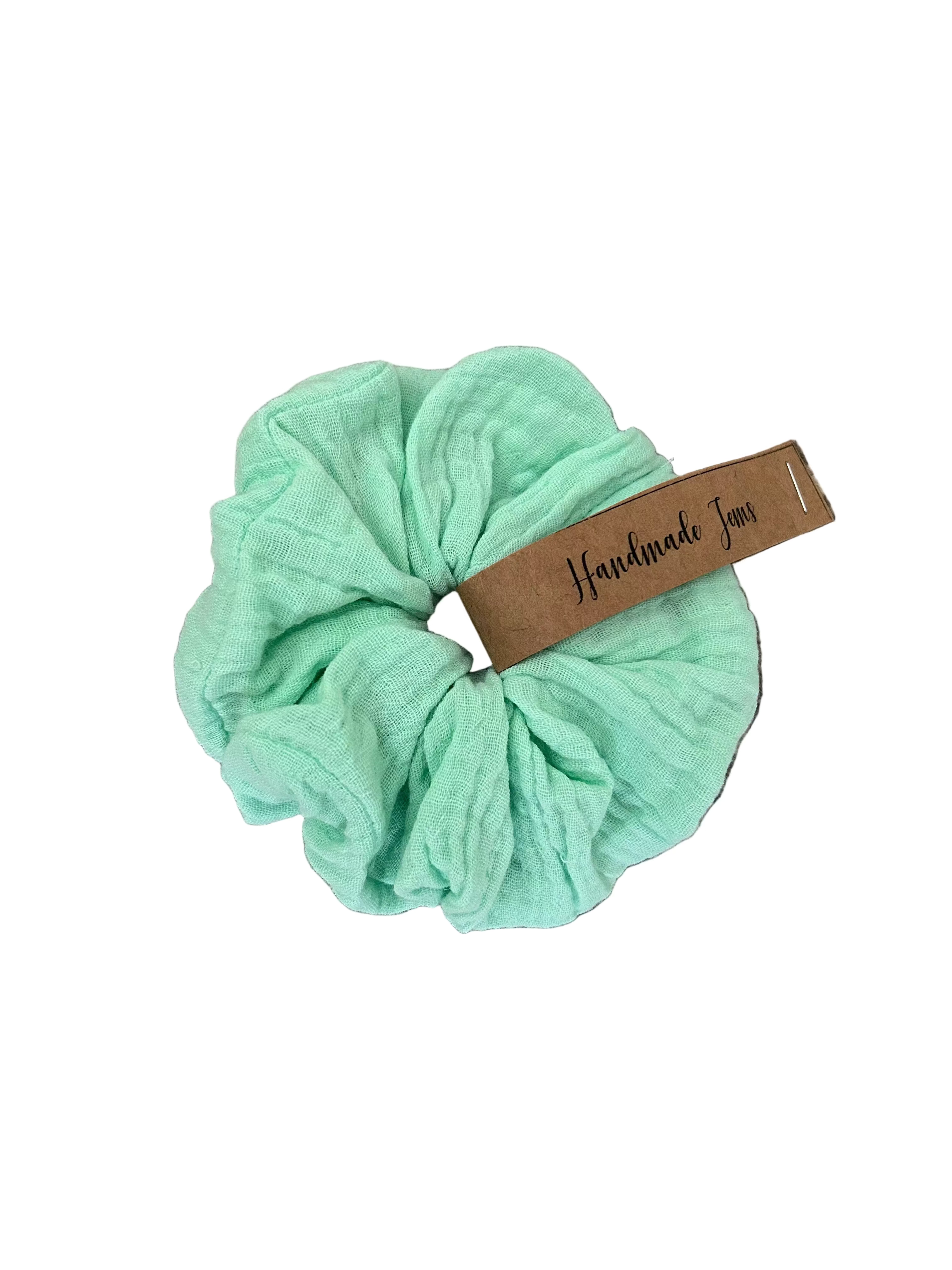 Pastel Green Floral Scrunchie Handmade Jems