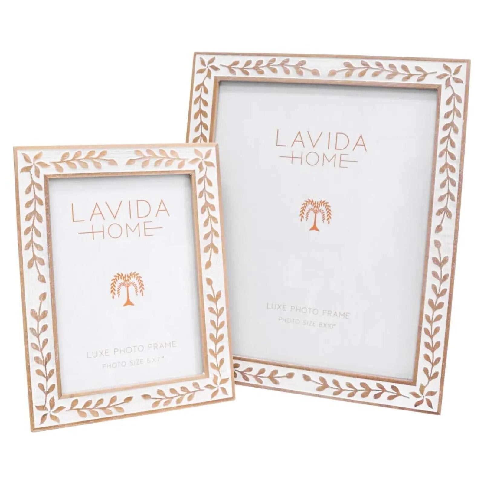 Ishla 5x7 Wooden Frame - Natural Carved Detail Lavida