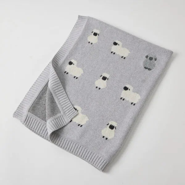Little Meadows Knitted Baby Blanket - Sheep Jiggle & Giggle