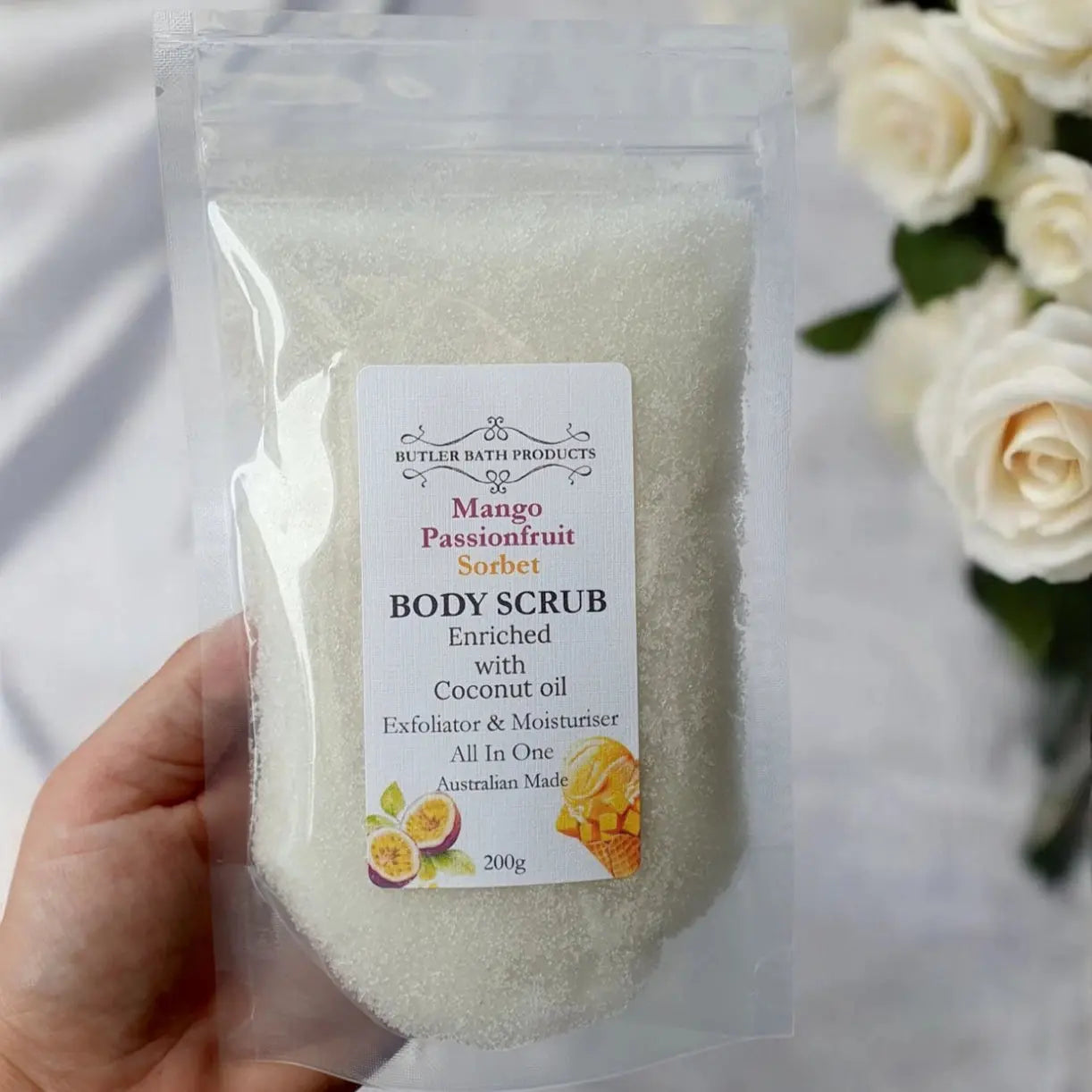 Mango Passionfruit Sorbet Body Scrub 200gm Butler Bath Products