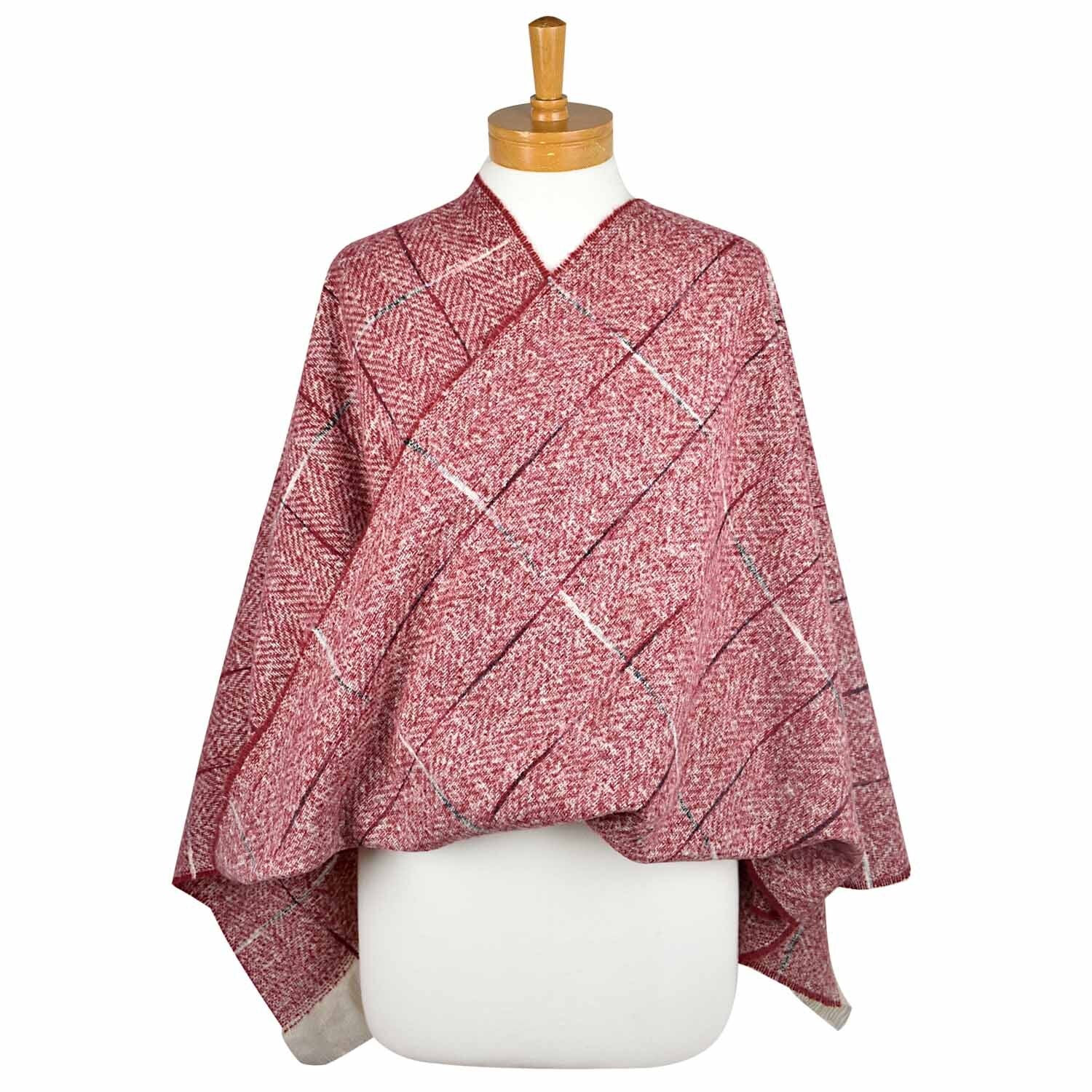 Soft Bergundy & Cream Check Scarf