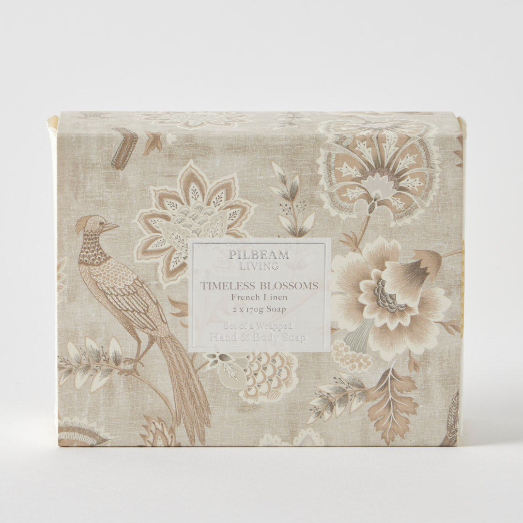 Timeless Blossoms Scented Soap Gift Set of 2 – French Linen Pilbeam Living