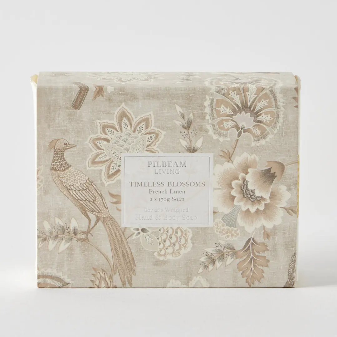 Timeless Blossoms Scented Soap Gift Set of 2 – French Linen Pilbeam Living