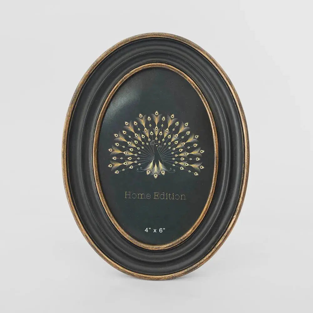 Vera Oval Photo Frame – Black & Gold 4 x 6 Barrington Country Homewares