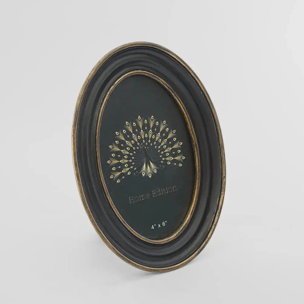 Vera Oval Photo Frame – Black & Gold 4 x 6 Barrington Country Homewares