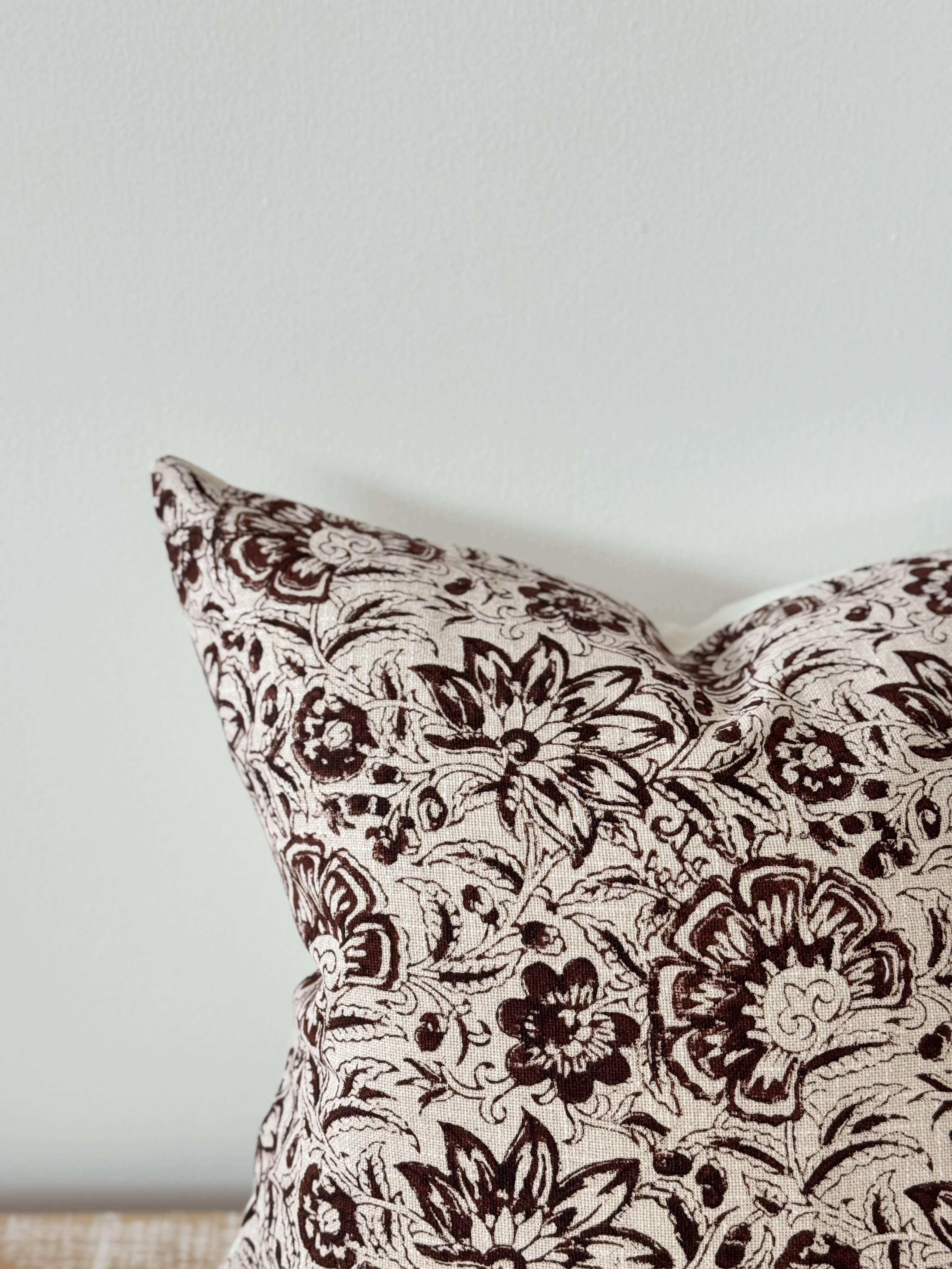 Ivy Dark Brown Print Cushion Cover 45cm × 45cm Ellenvale Trade