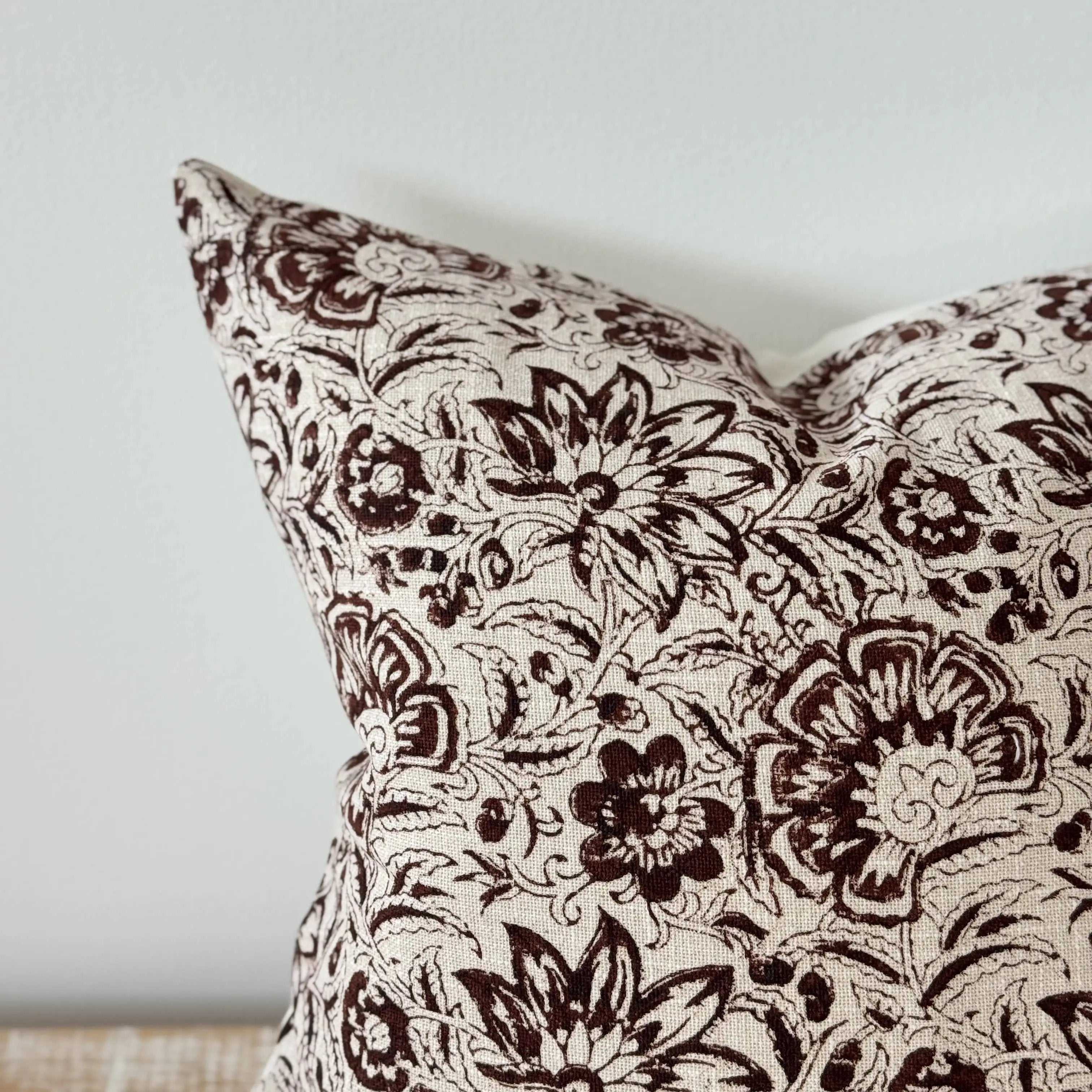 Ivy Dark Brown Print Cushion Cover 45cm × 45cm Ellenvale Trade