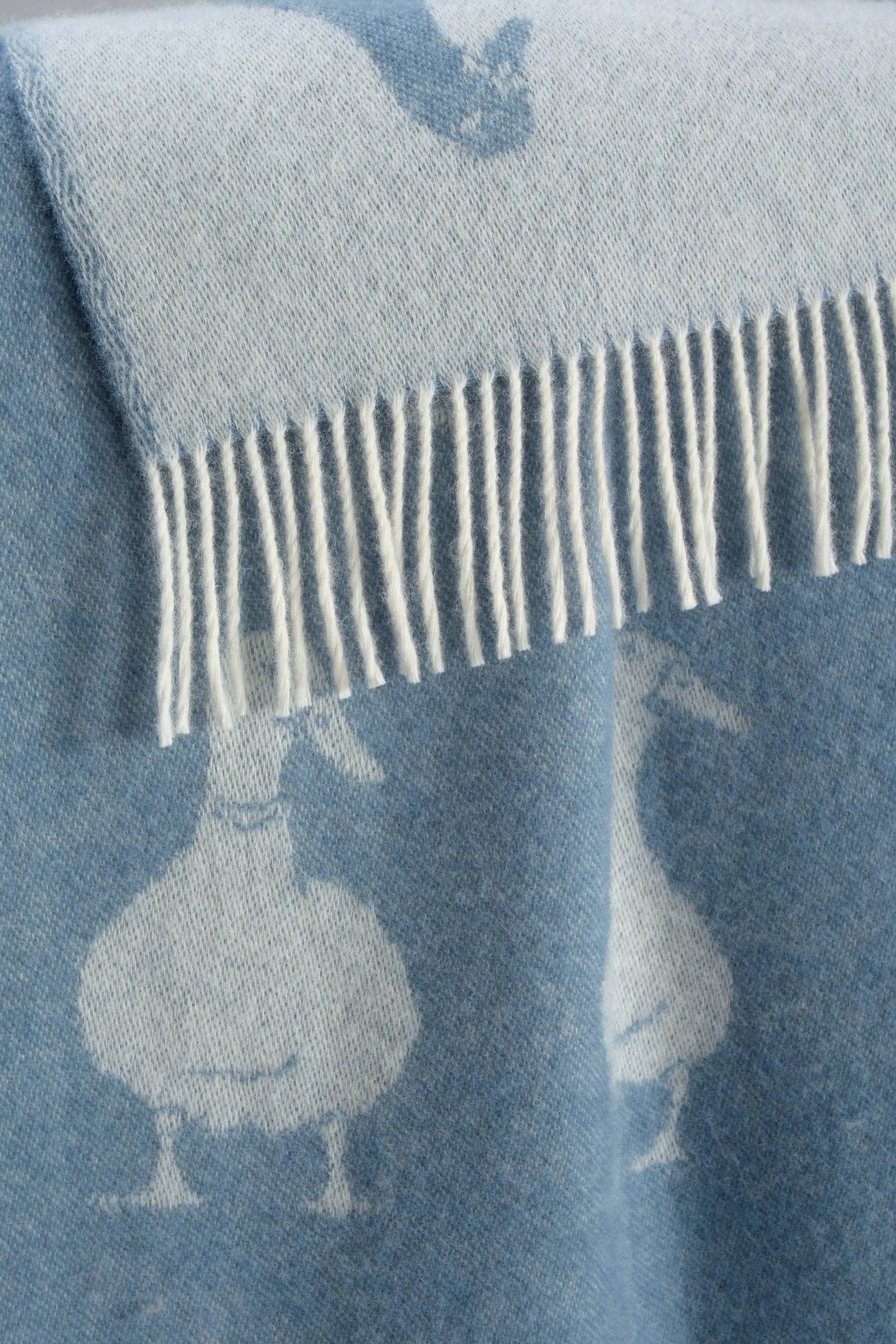 Duck Blue Pure Wool Throw – Blue & Off-White JJ Textile
