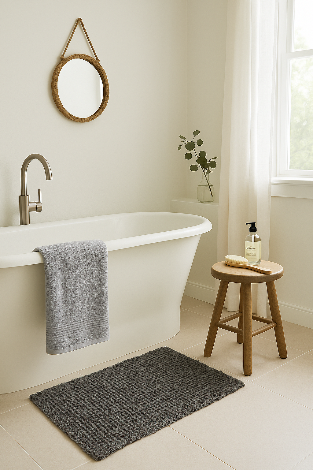 Microfiber Waffle Non slip Bath Mat - Charcoal Mama and Tochter