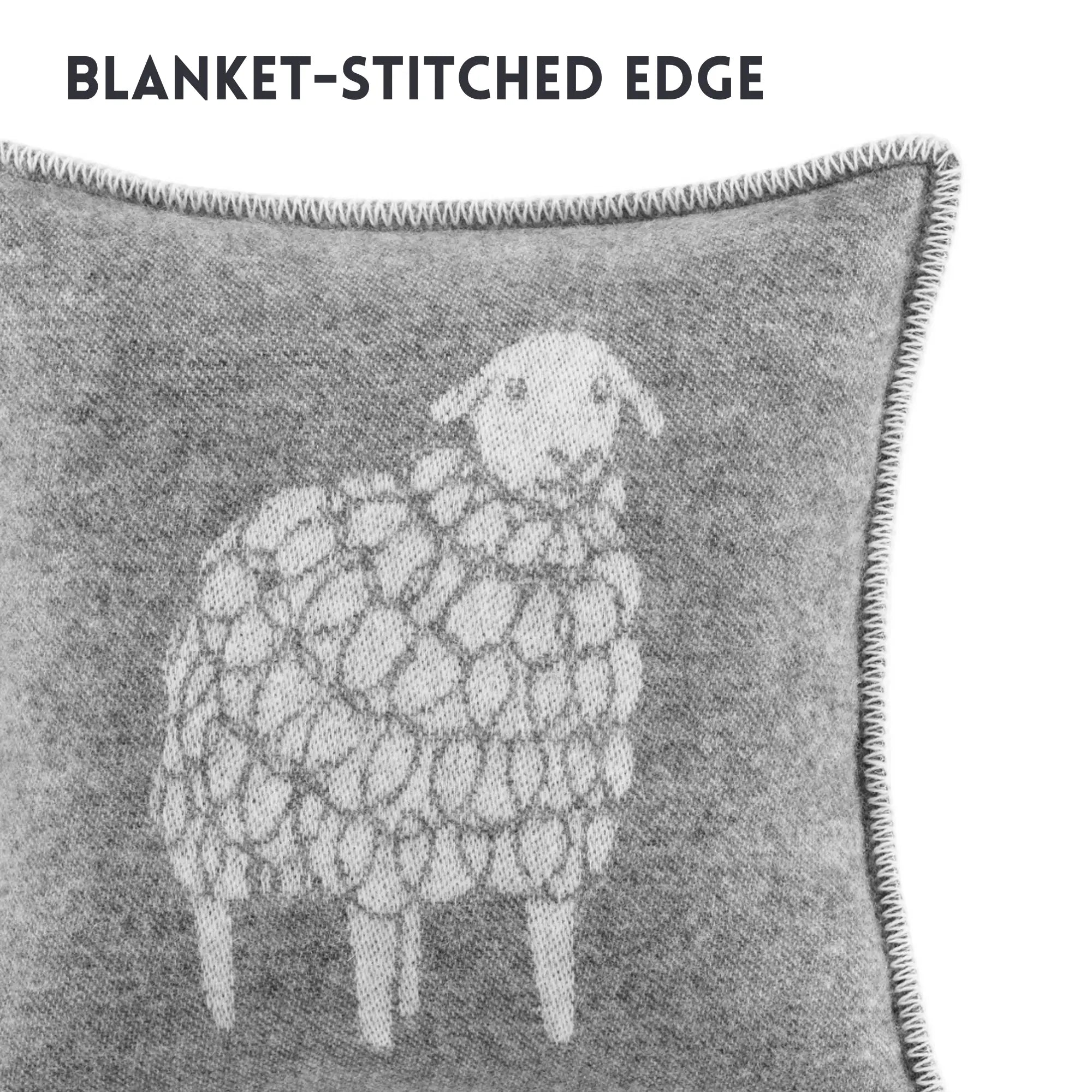 Sheep Mima Soft Grey Pure Wool Cushion Cover JJ Textile