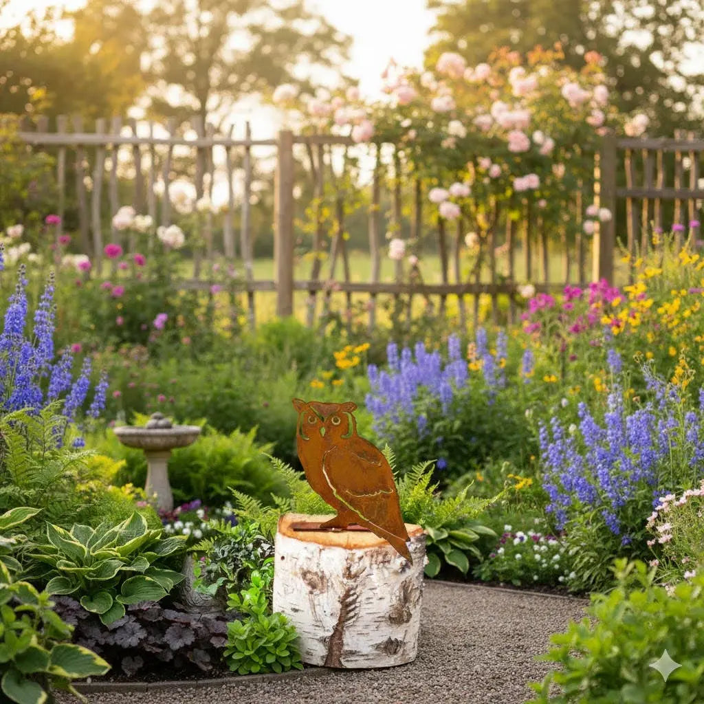Owl Rustic Metal Garden Stake – Laser Cut Garden Ornament