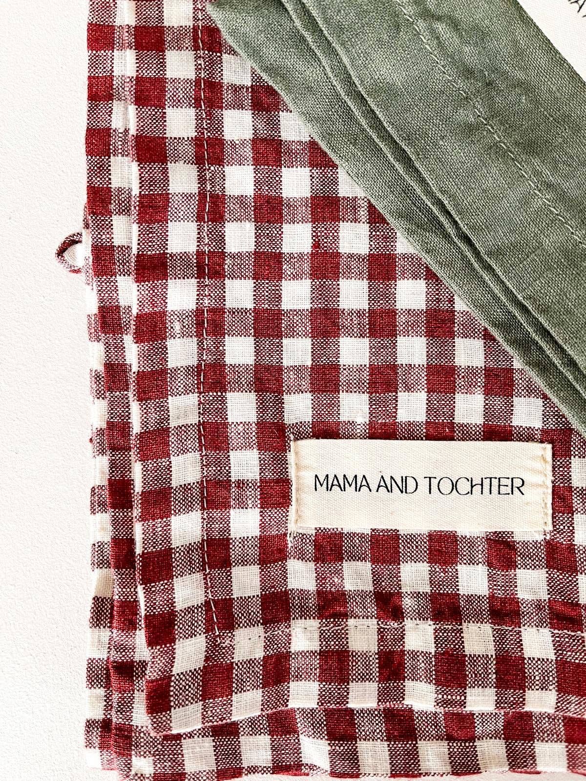 Pure French Linen Tea Towel - Mulberry Gingham Mama and Tochter