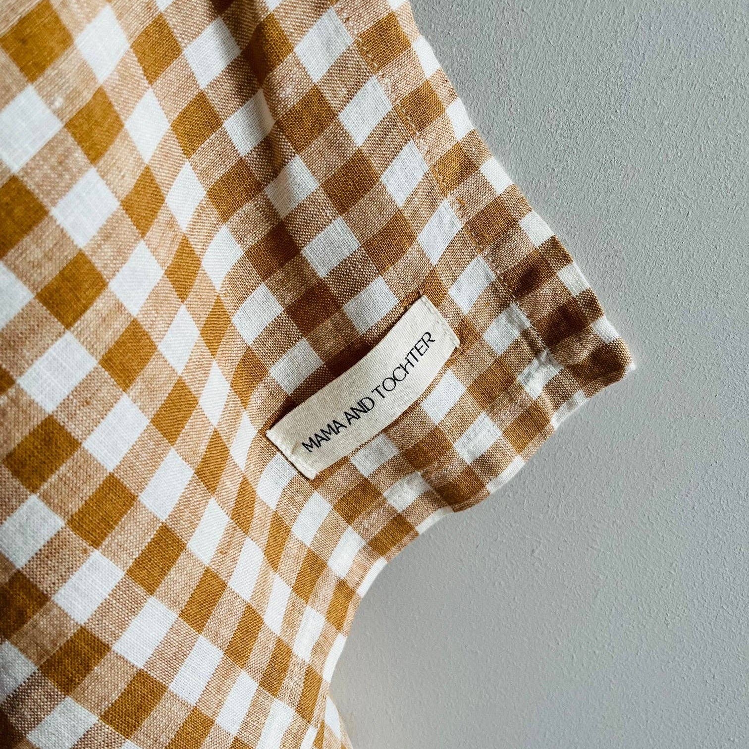 Pure French Linen Tea Towel - Toffee Gingham Small Mama and Tochter