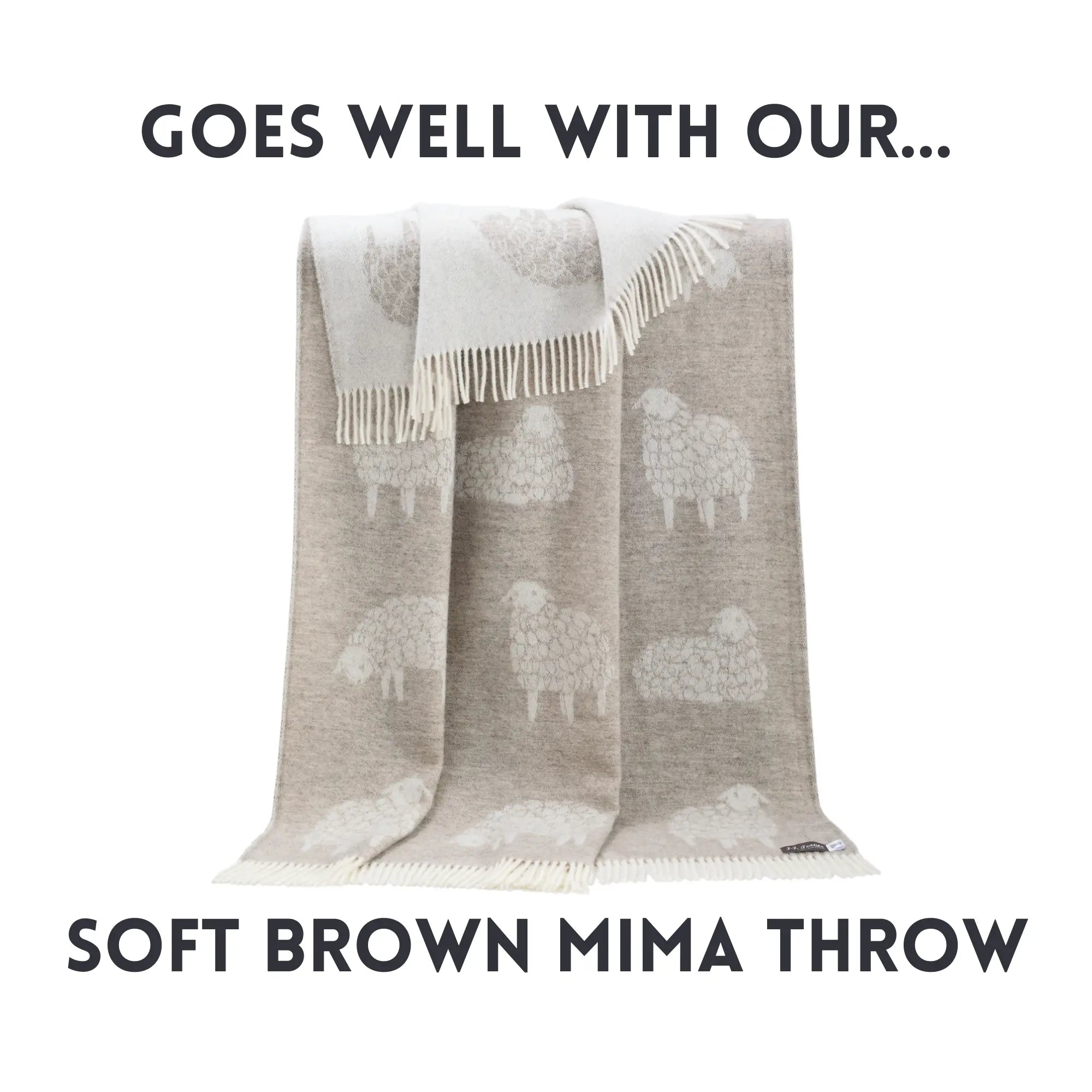 Sheep Mima Soft Brown Pure Wool Cushion Cover JJ Textile