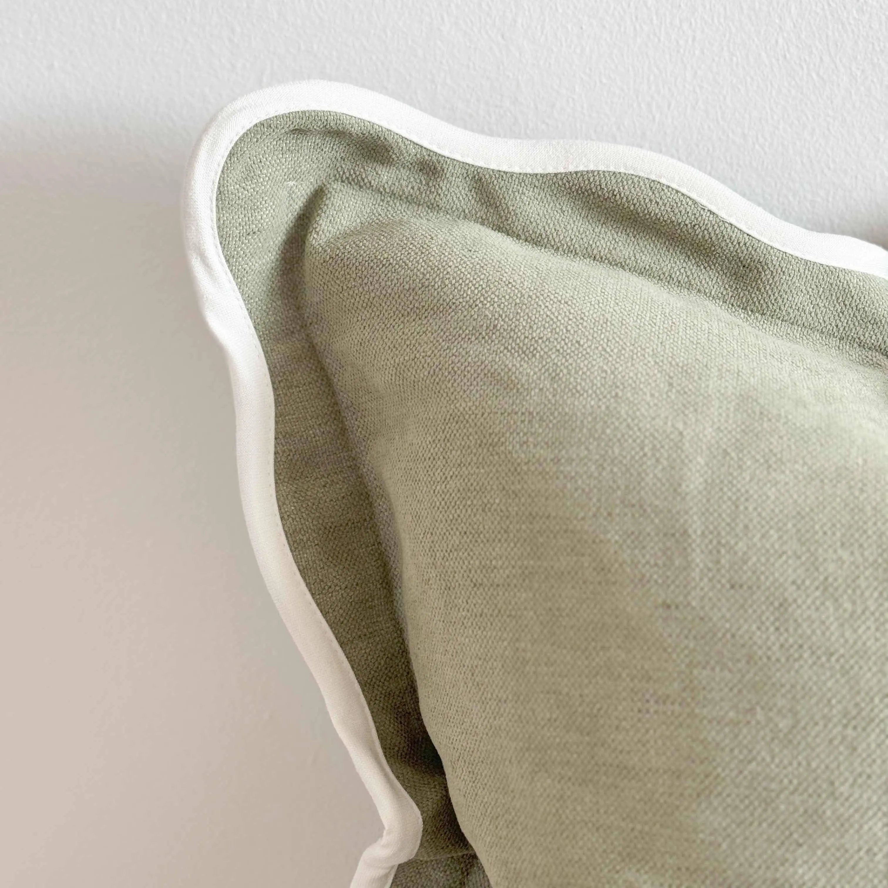 Chloe Sage Scalloped Edge Cushion Cover – 45×45cm Ellenvale Trade