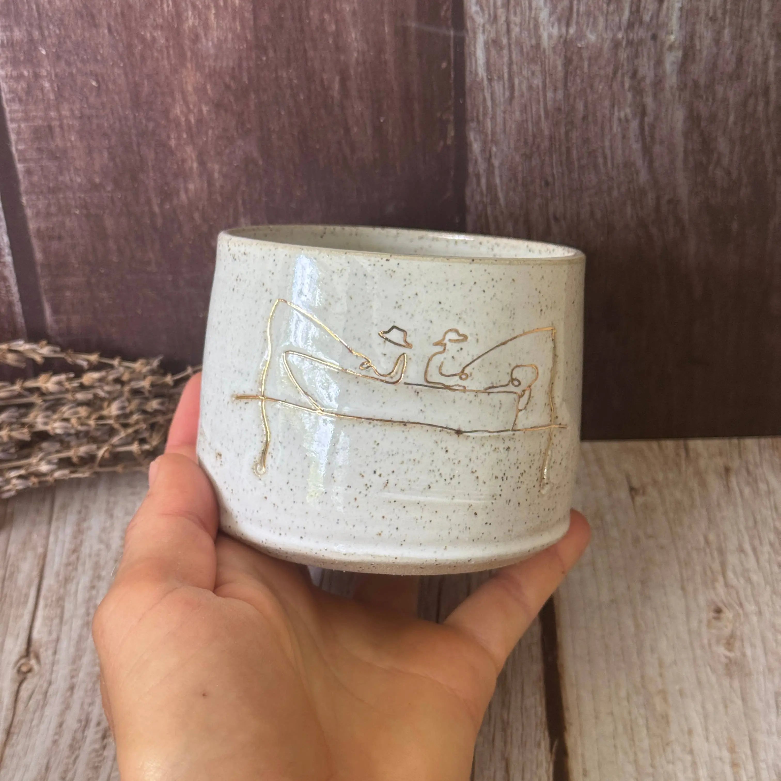 Two Fishermen in Boat Ceramic Handmade Mug – Right-Handed Design Wolf and Clay Pty Ltd